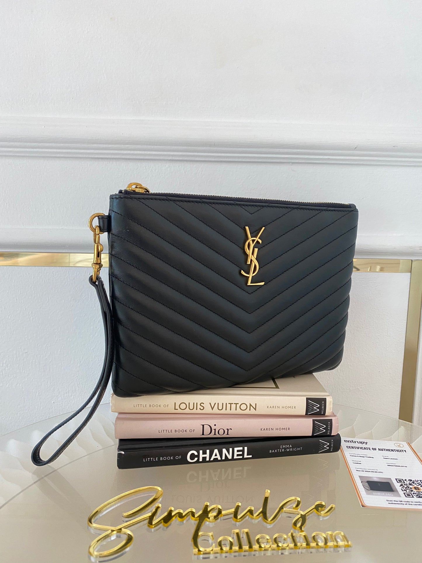 Yves Saint Laurent Matelasse A5 Pouch in Leather