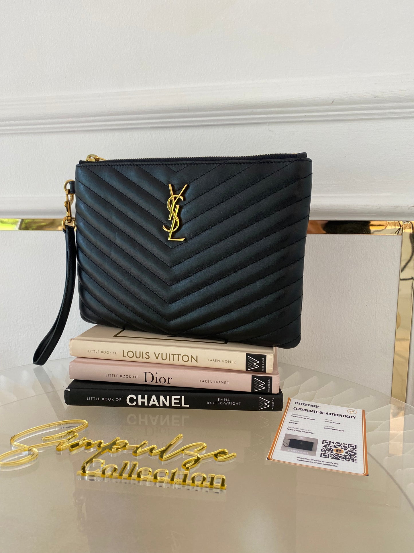 Yves Saint Laurent Matelasse A5 Pouch in Leather