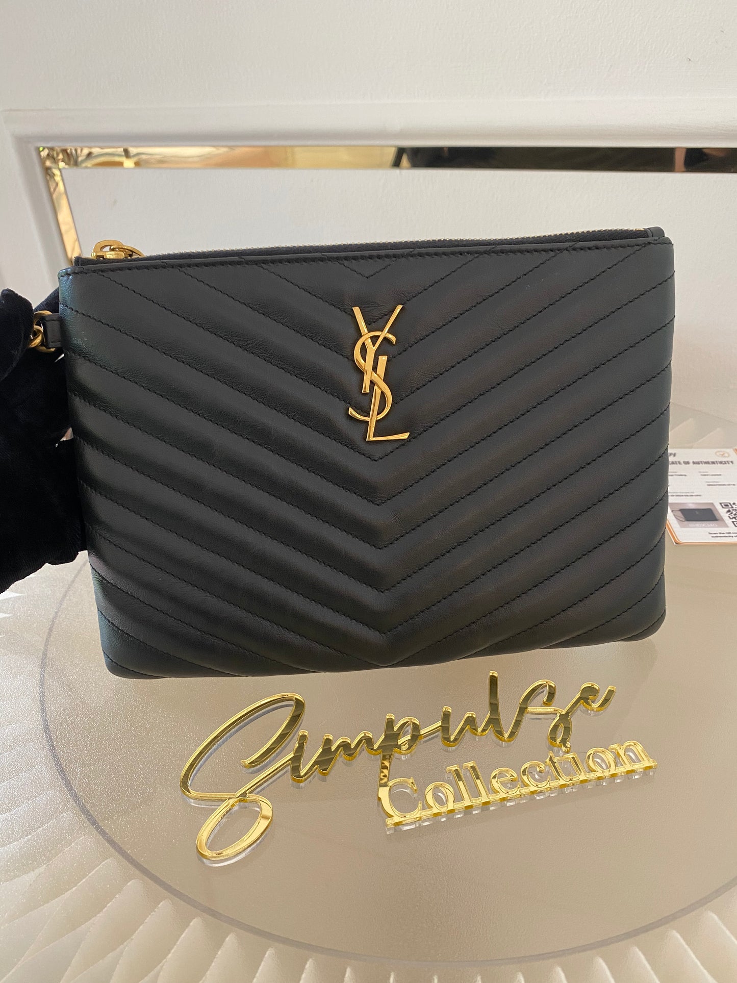 Yves Saint Laurent Matelasse A5 Pouch in Leather