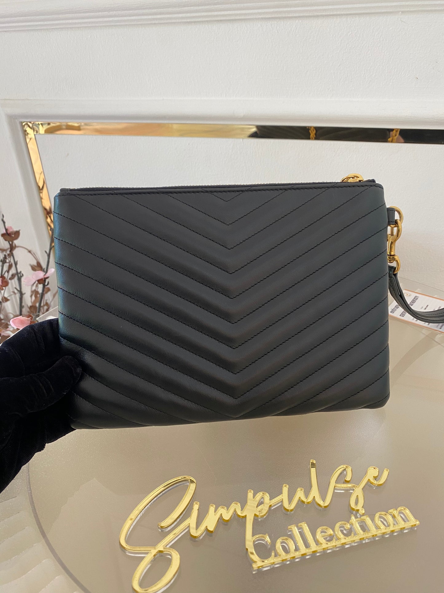 Yves Saint Laurent Matelasse A5 Pouch in Leather