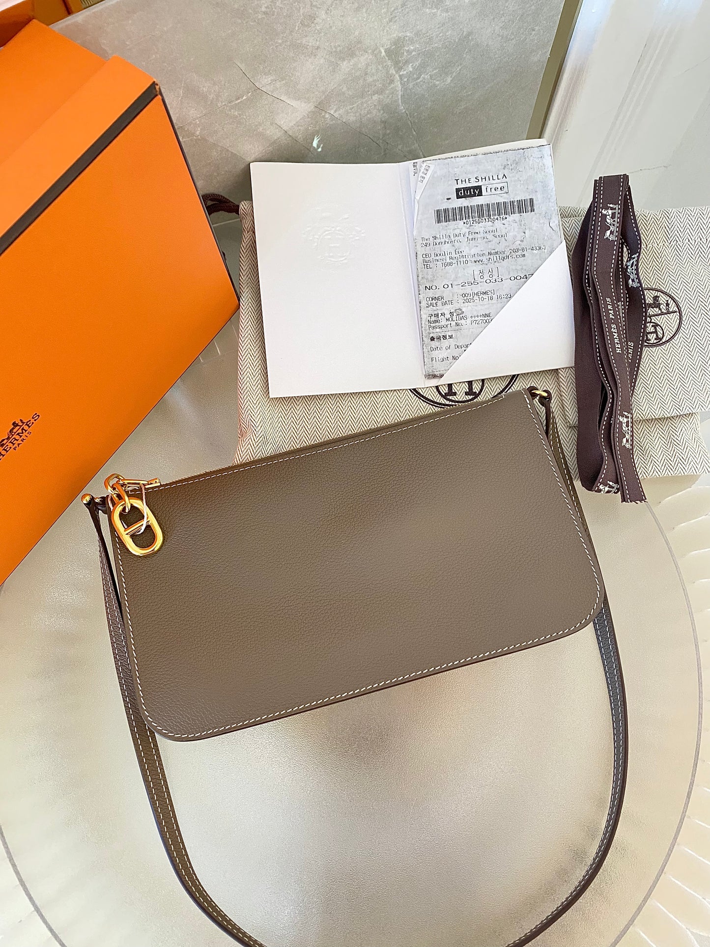 HERMES Zipengo Chaine d’Ancre To Go Pouch in Etoupe GHW