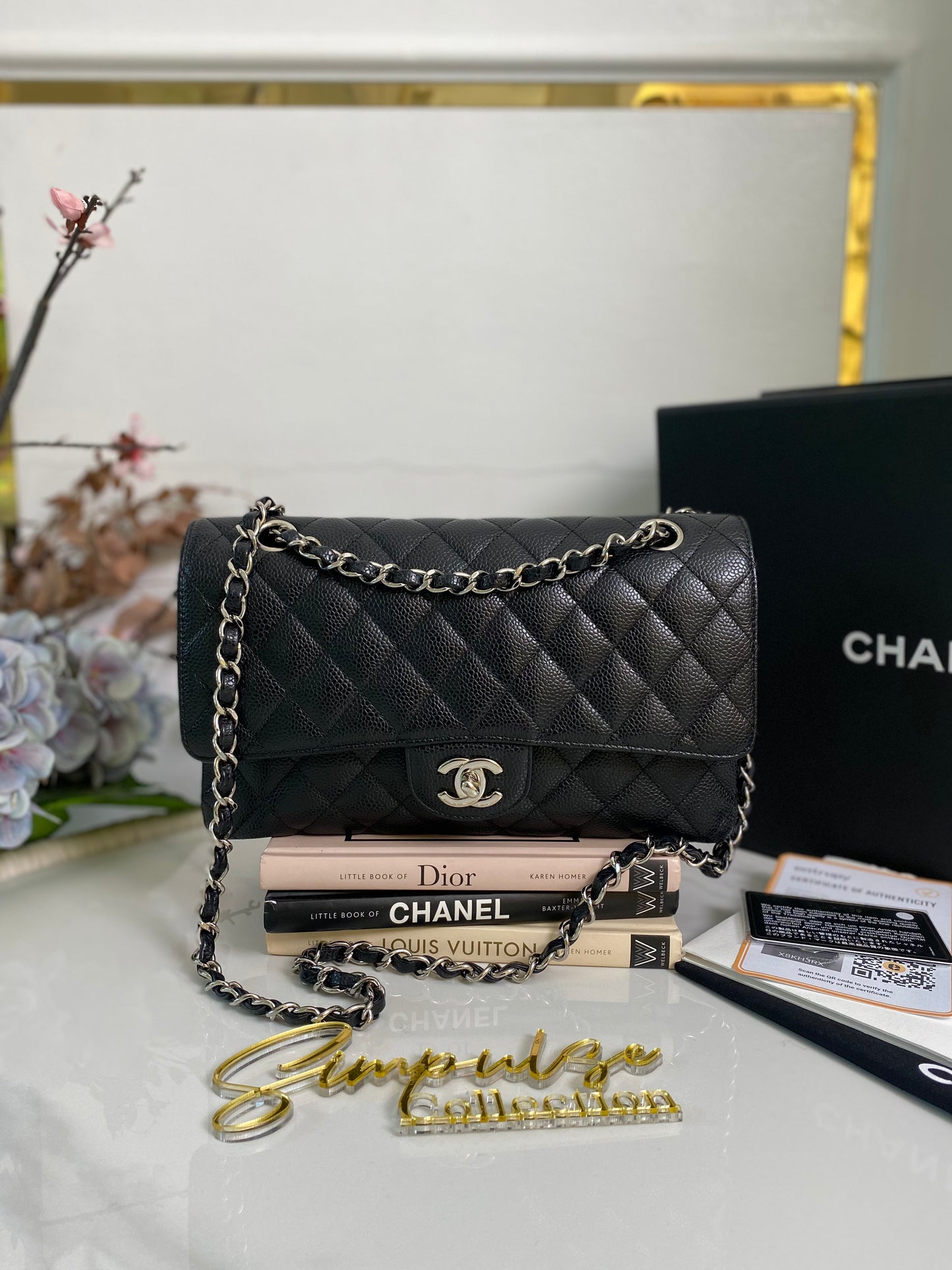 Classic Medium Double Flap Caviar SHW