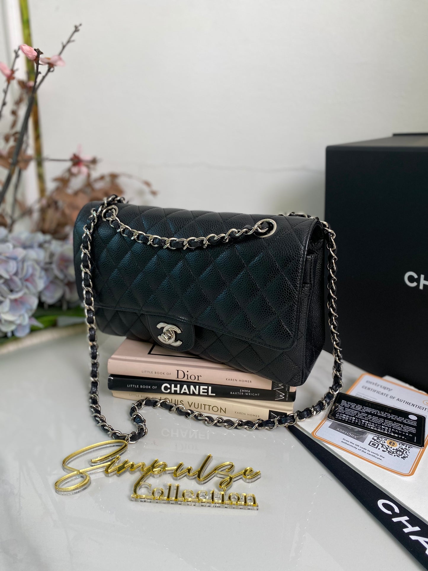 Classic Medium Double Flap Caviar SHW