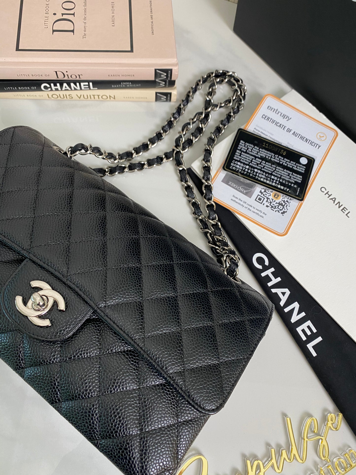 Classic Medium Double Flap Caviar SHW