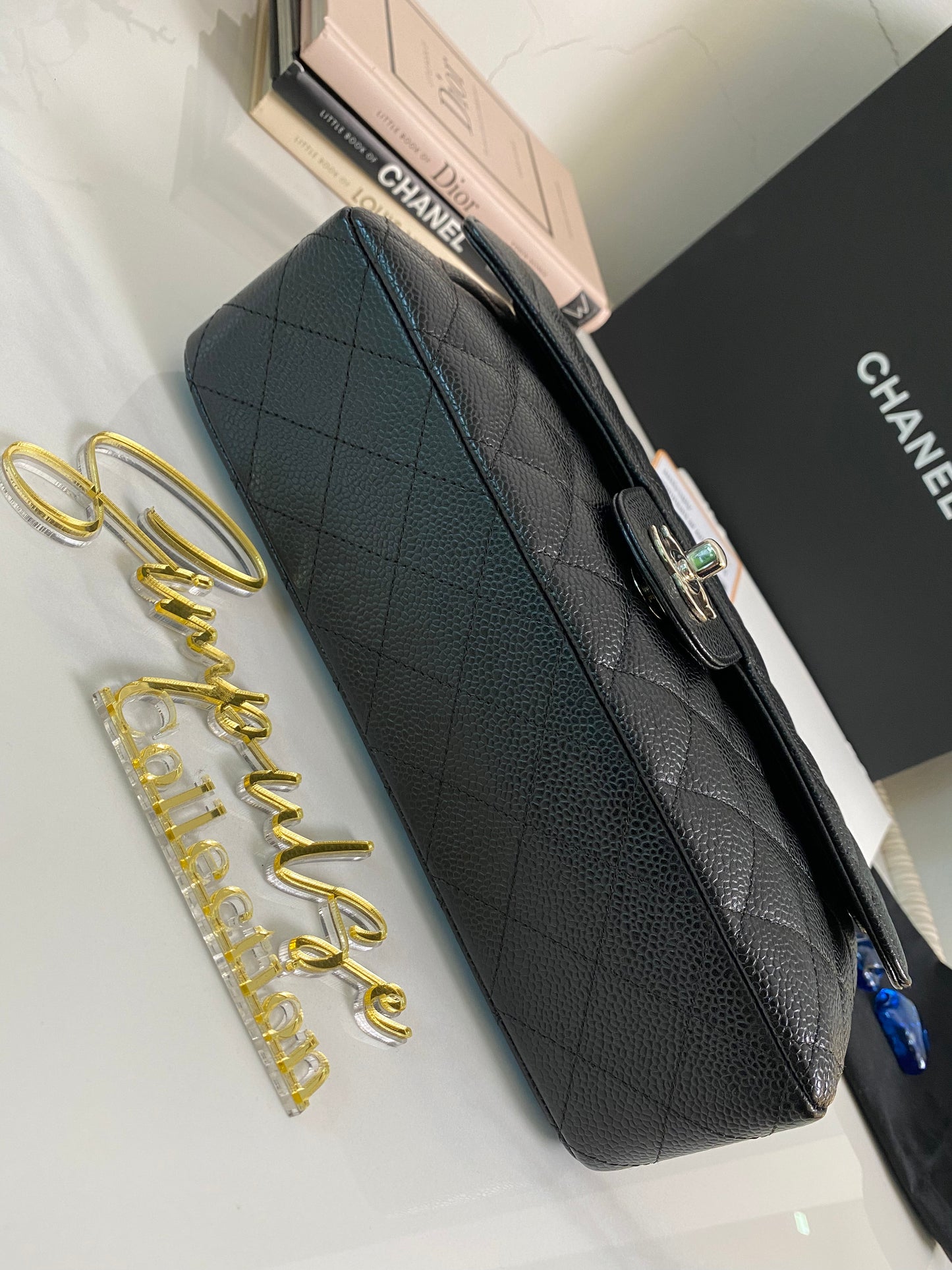 Classic Medium Double Flap Caviar SHW