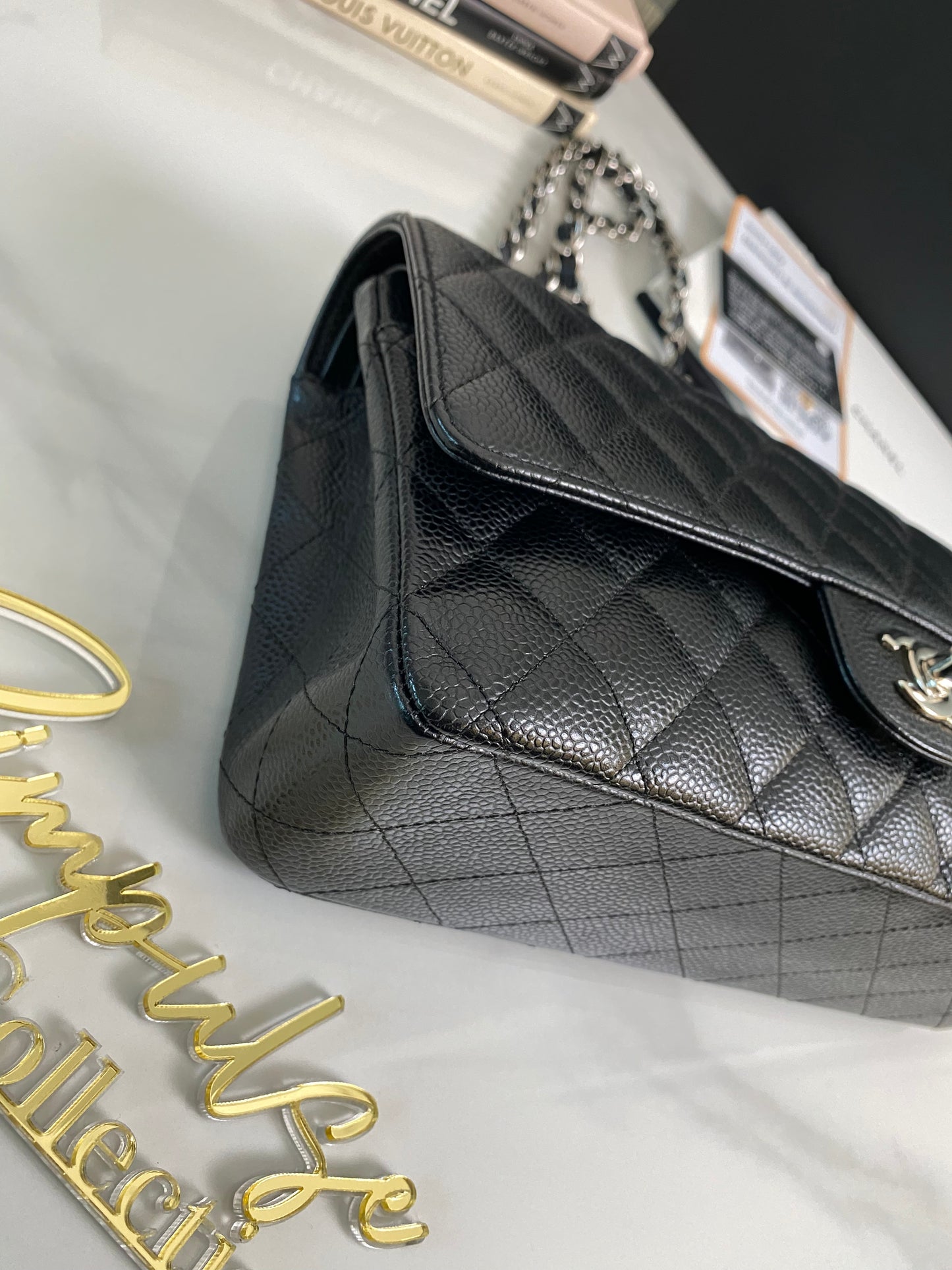 Classic Medium Double Flap Caviar SHW