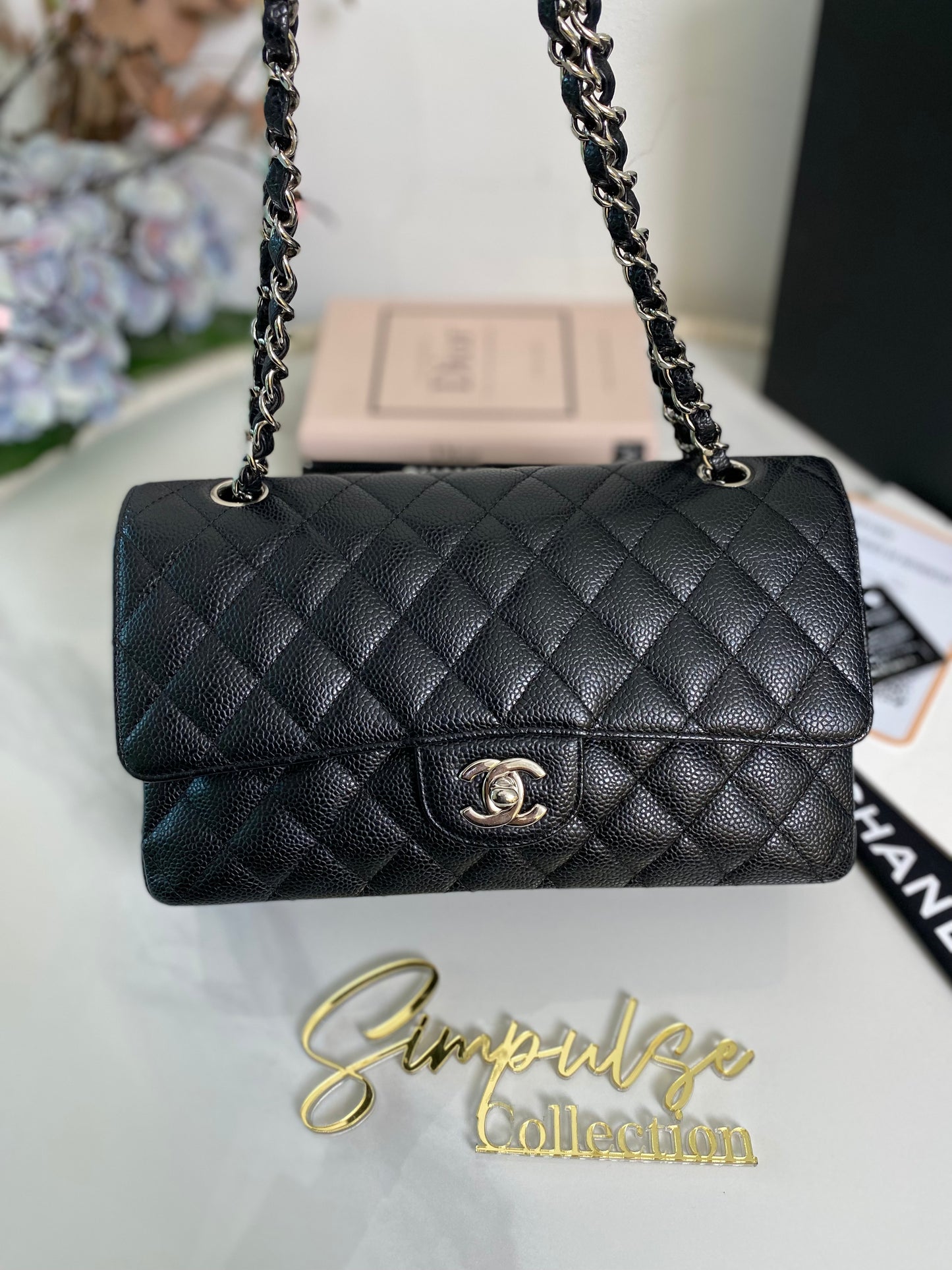 Classic Medium Double Flap Caviar SHW