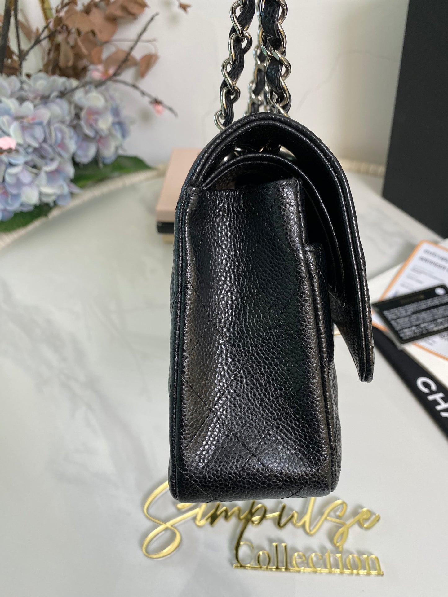 Classic Medium Double Flap Caviar SHW