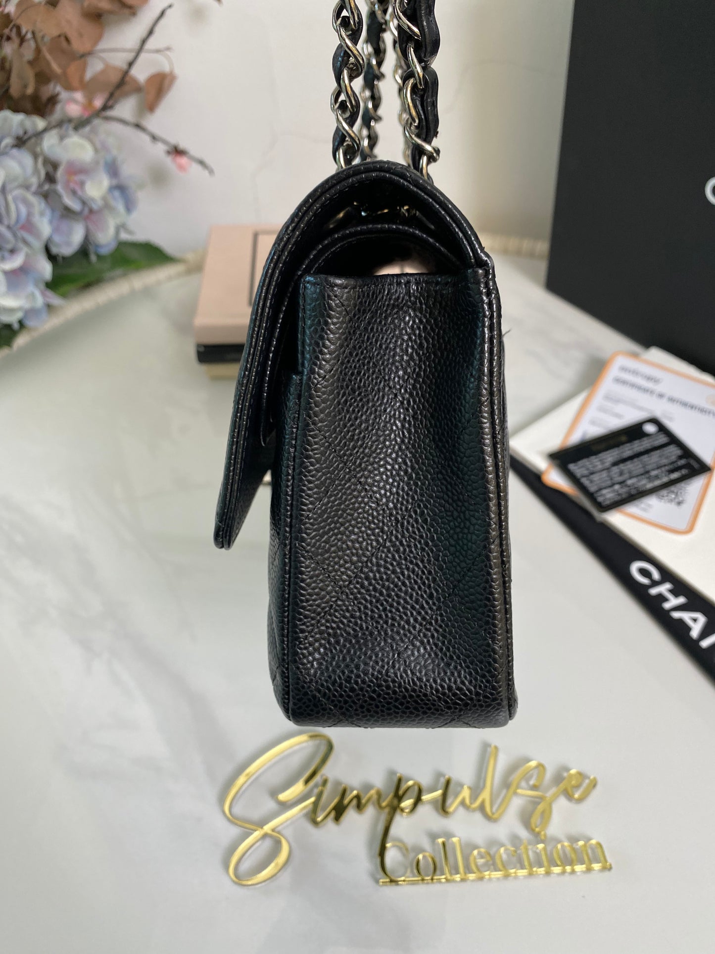 Classic Medium Double Flap Caviar SHW