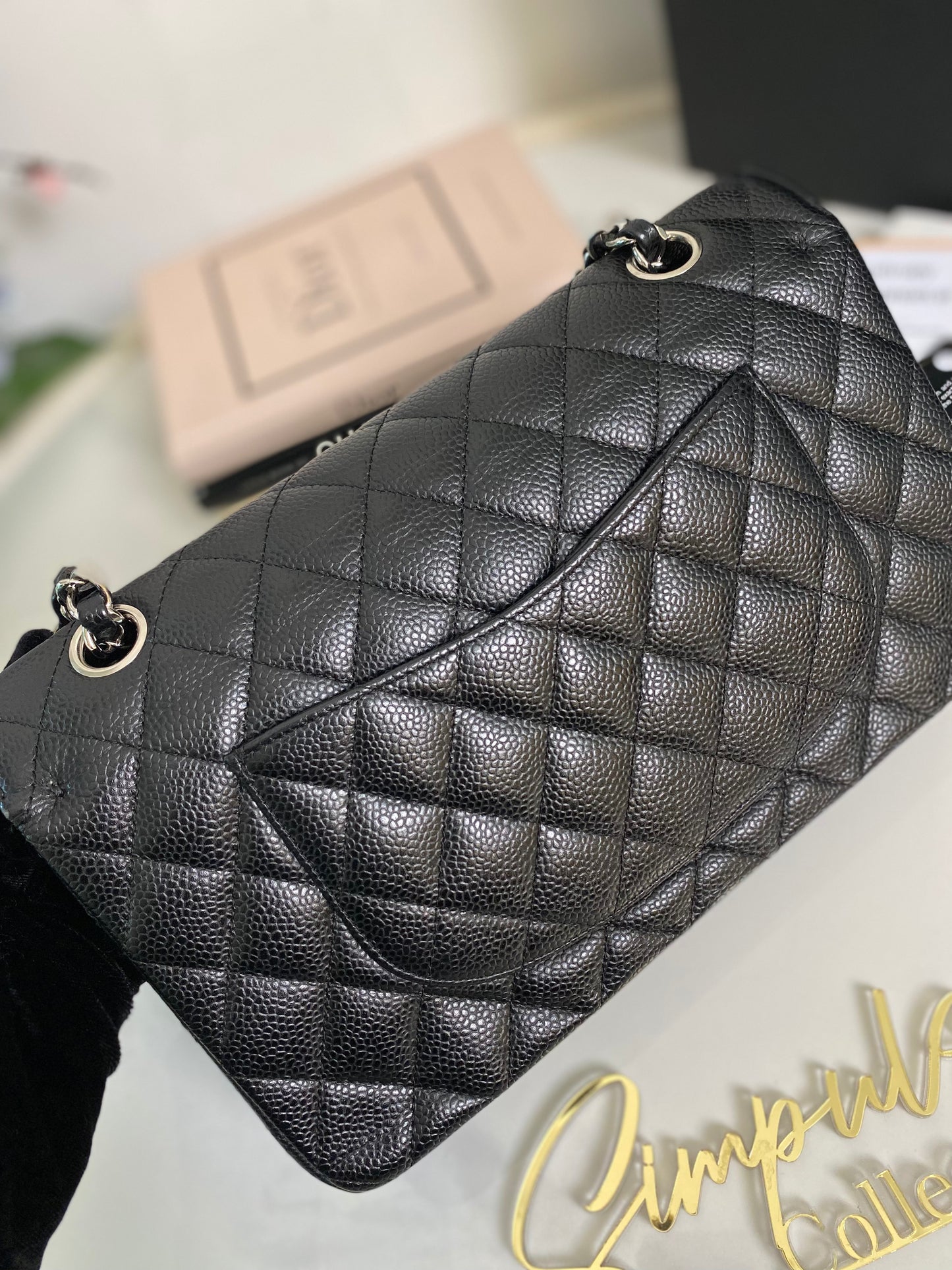 Classic Medium Double Flap Caviar SHW