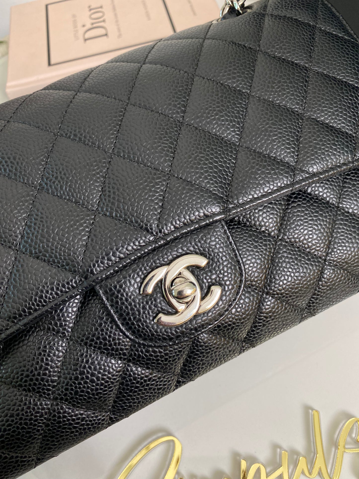 Classic Medium Double Flap Caviar SHW