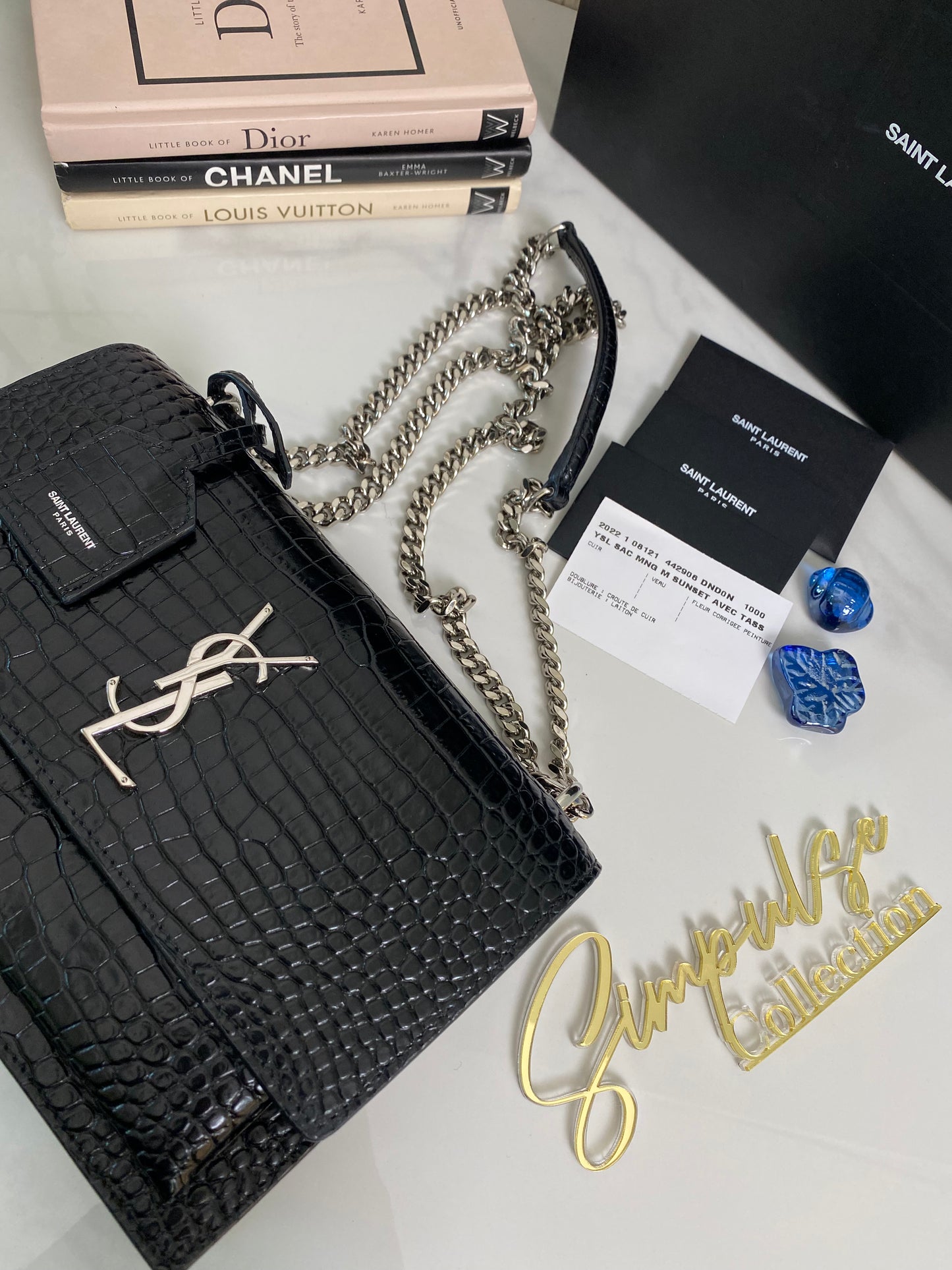 Yves Saint Laurent Sunset Medium Croc Embossed