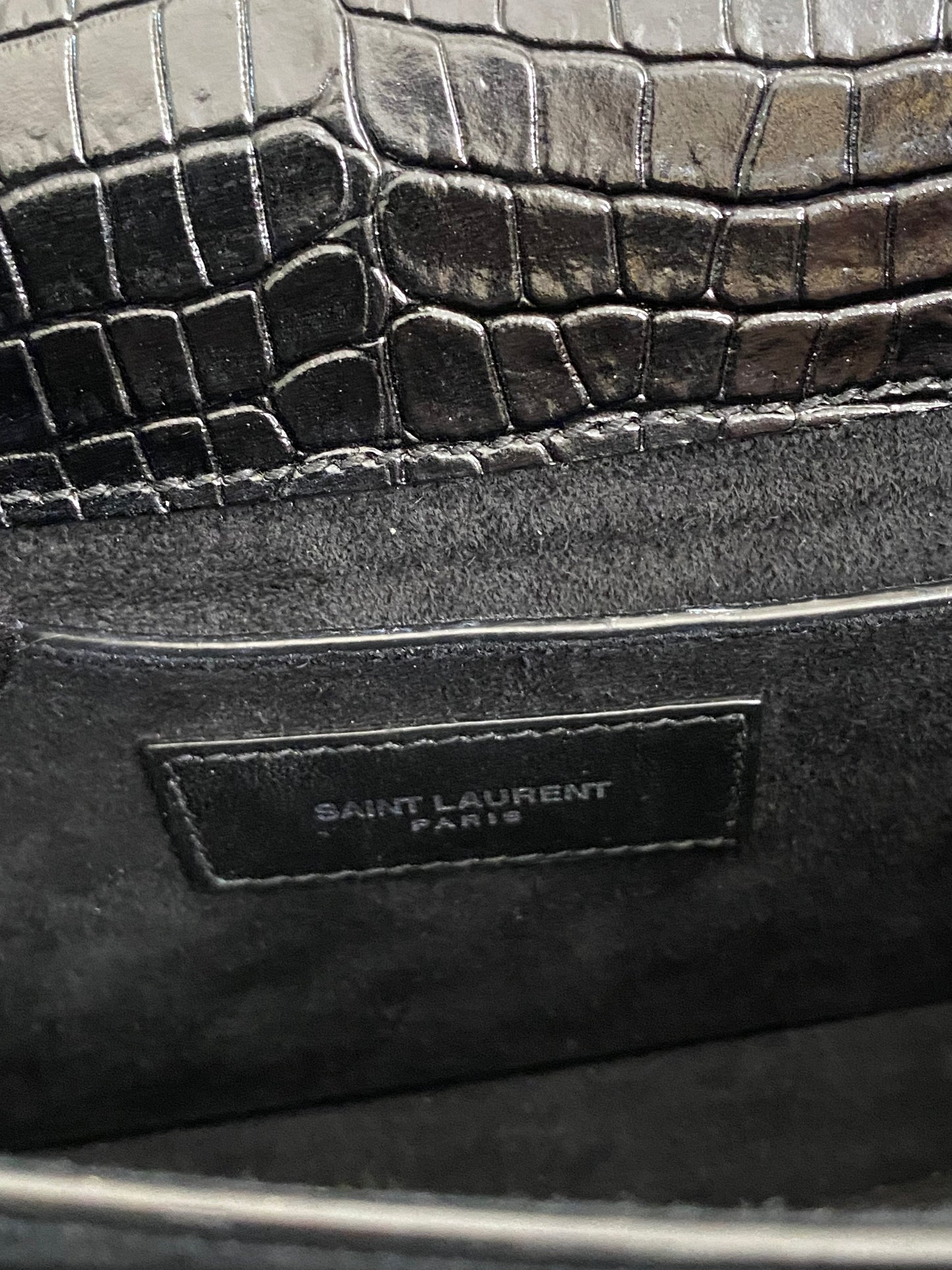 Y S L Sunset Medium Croc Embossed