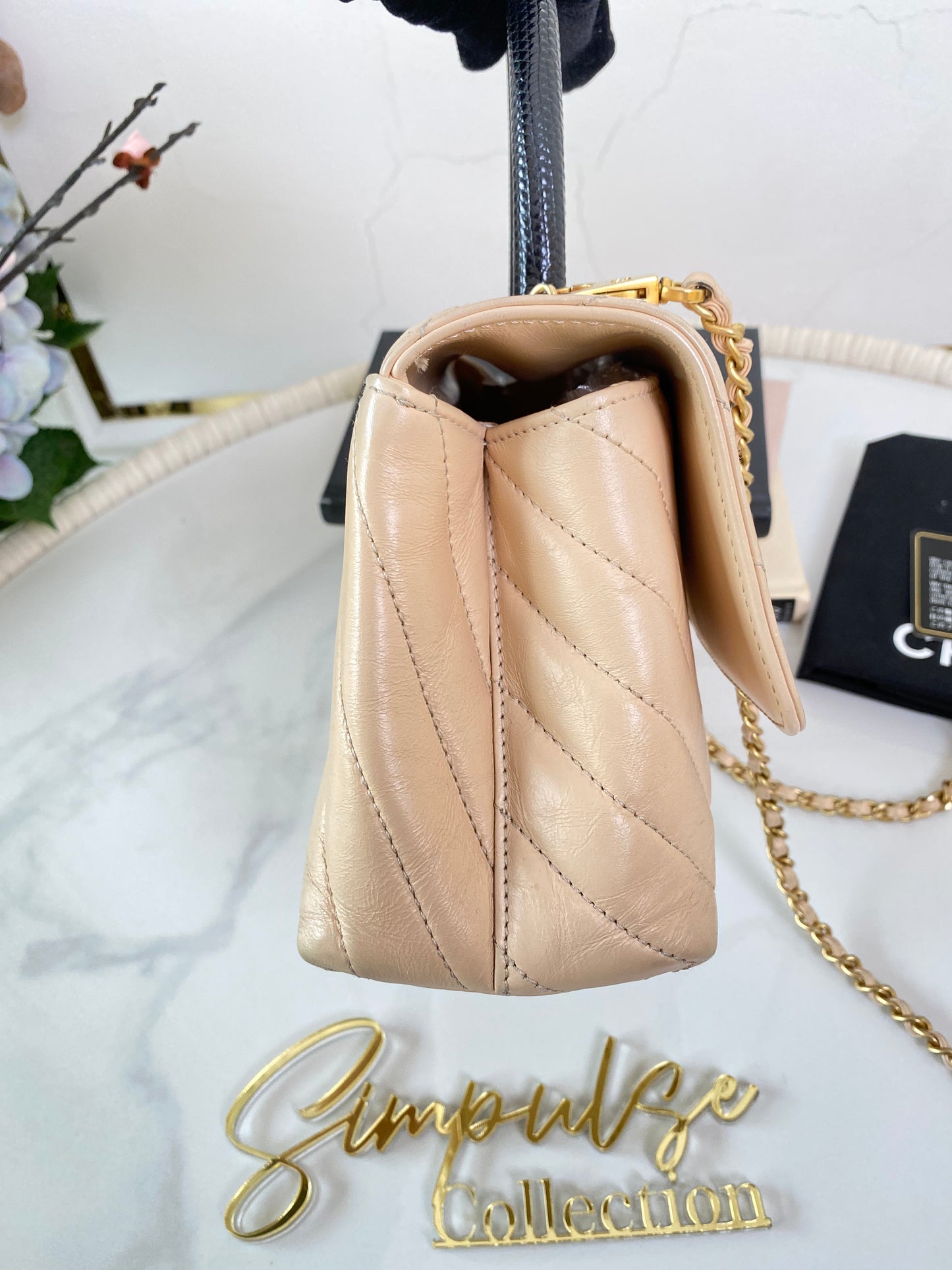 Coco Small Chevron Quilted GHW