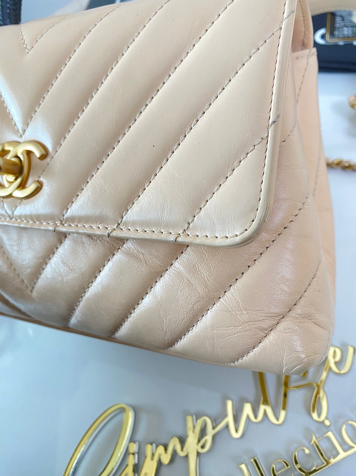 Coco Small Chevron Quilted GHW