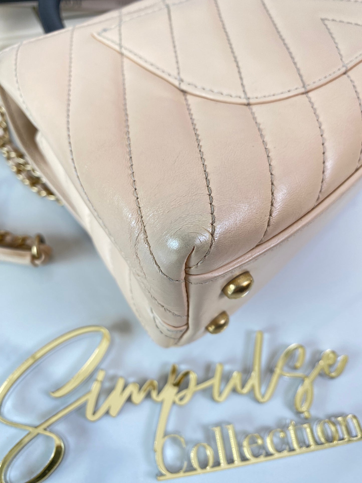 Coco Small Chevron Quilted GHW