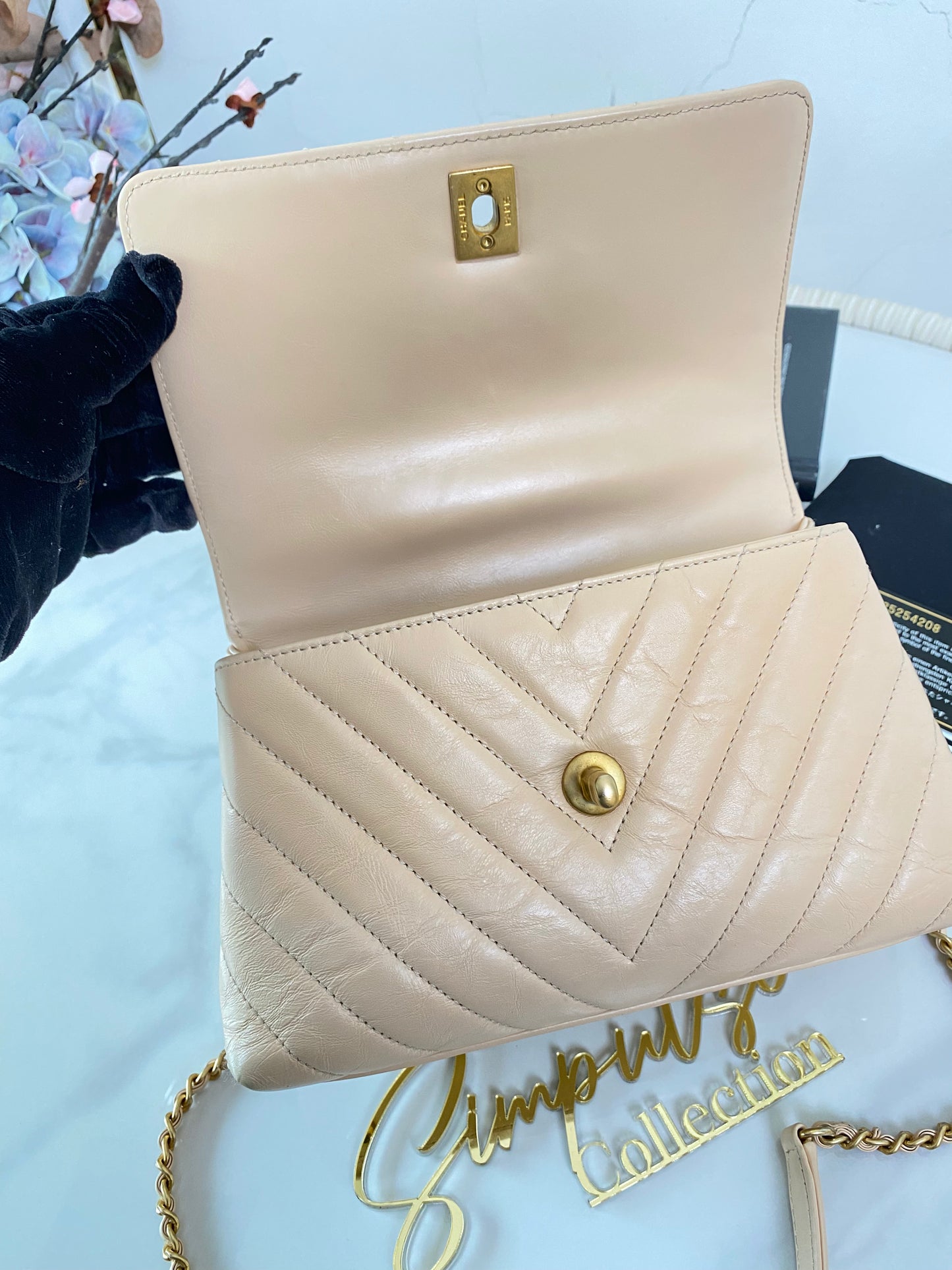Coco Small Chevron Quilted GHW