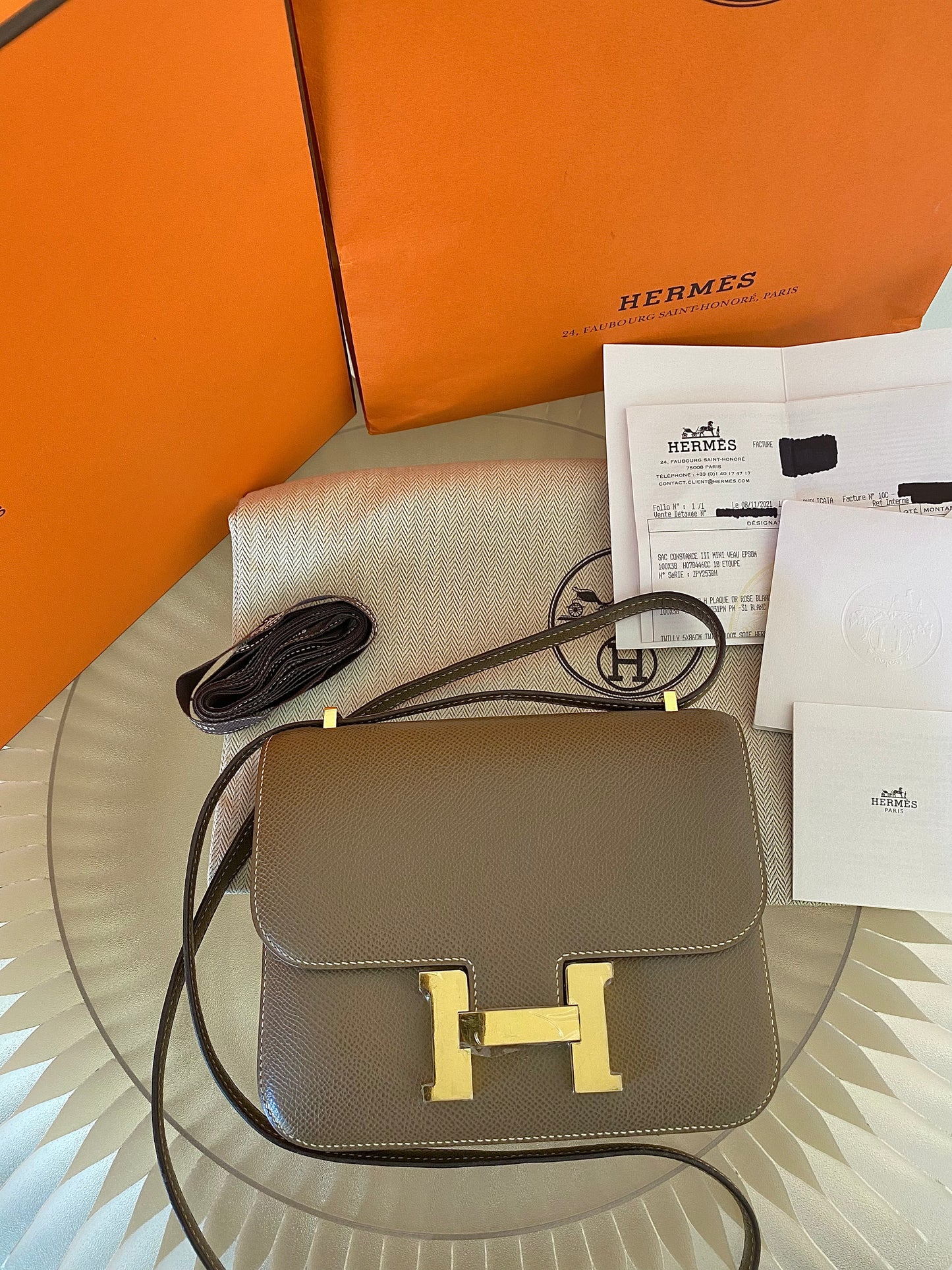 HERMES Constance 18 Etoupe in Epsom Leather