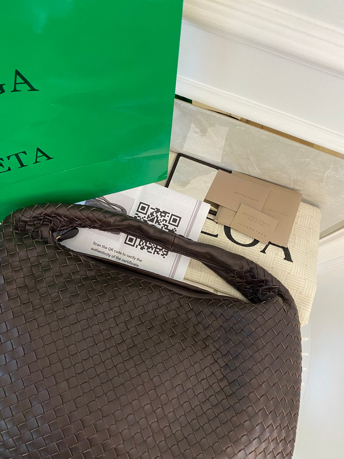BOTTEGA VENETA Dark Brown Intrecciato Leather Woven Hobo Bag
