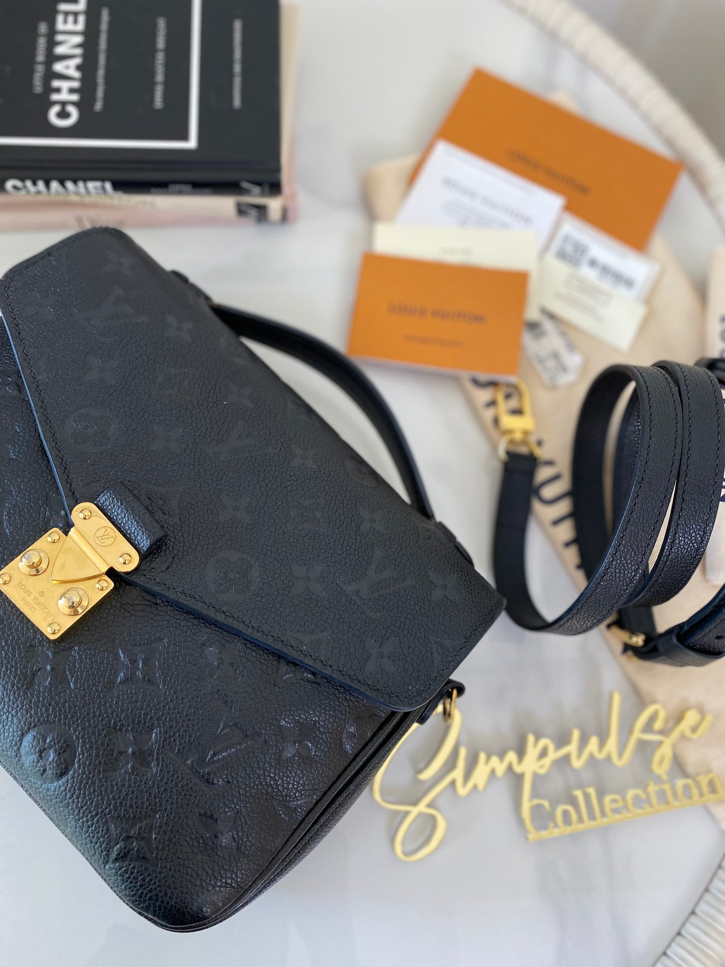 Louis Vuitton Black Monogram Empreinte Leather Pochette Metis