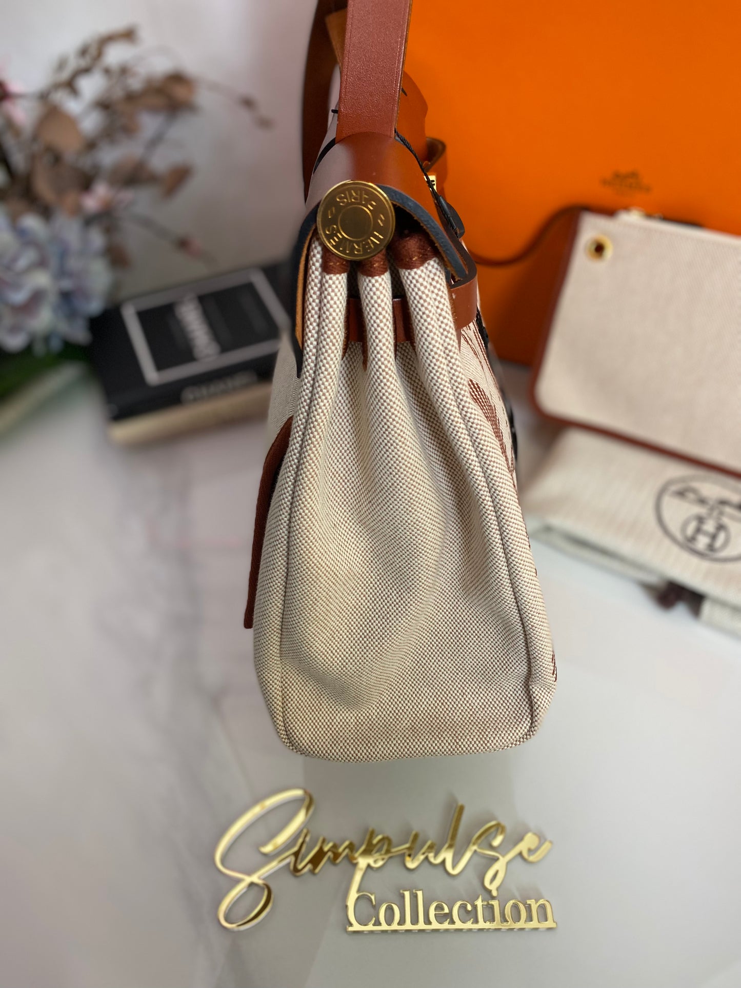 Hermes Herbag Zip Retourne 31 Pm Cuivre Ecru Beige