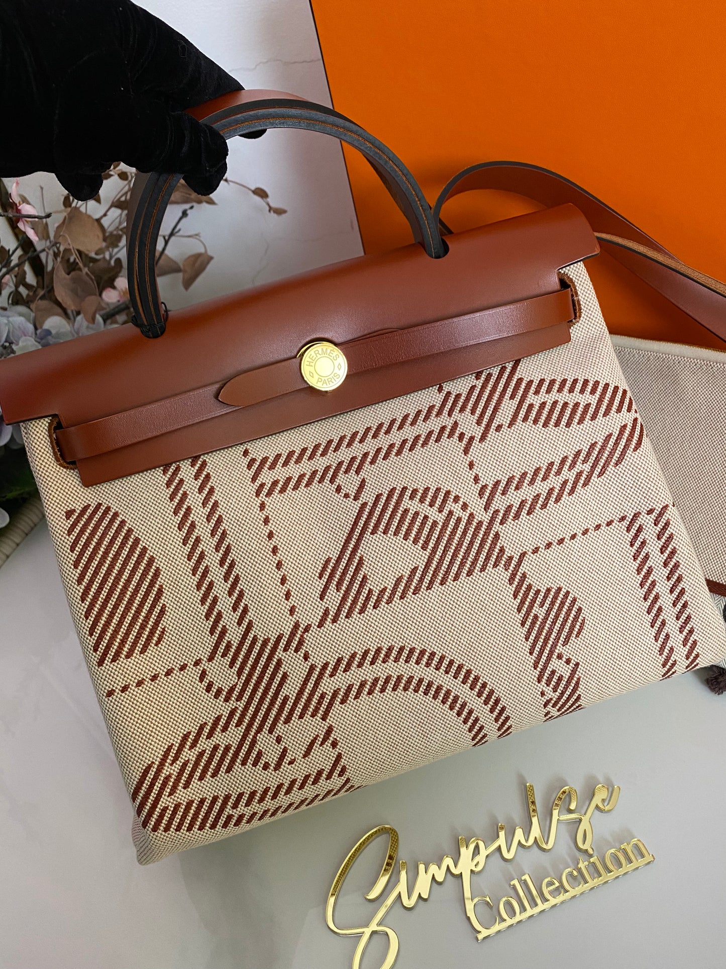 Hermes Herbag Zip Retourne 31 Pm Cuivre Ecru Beige