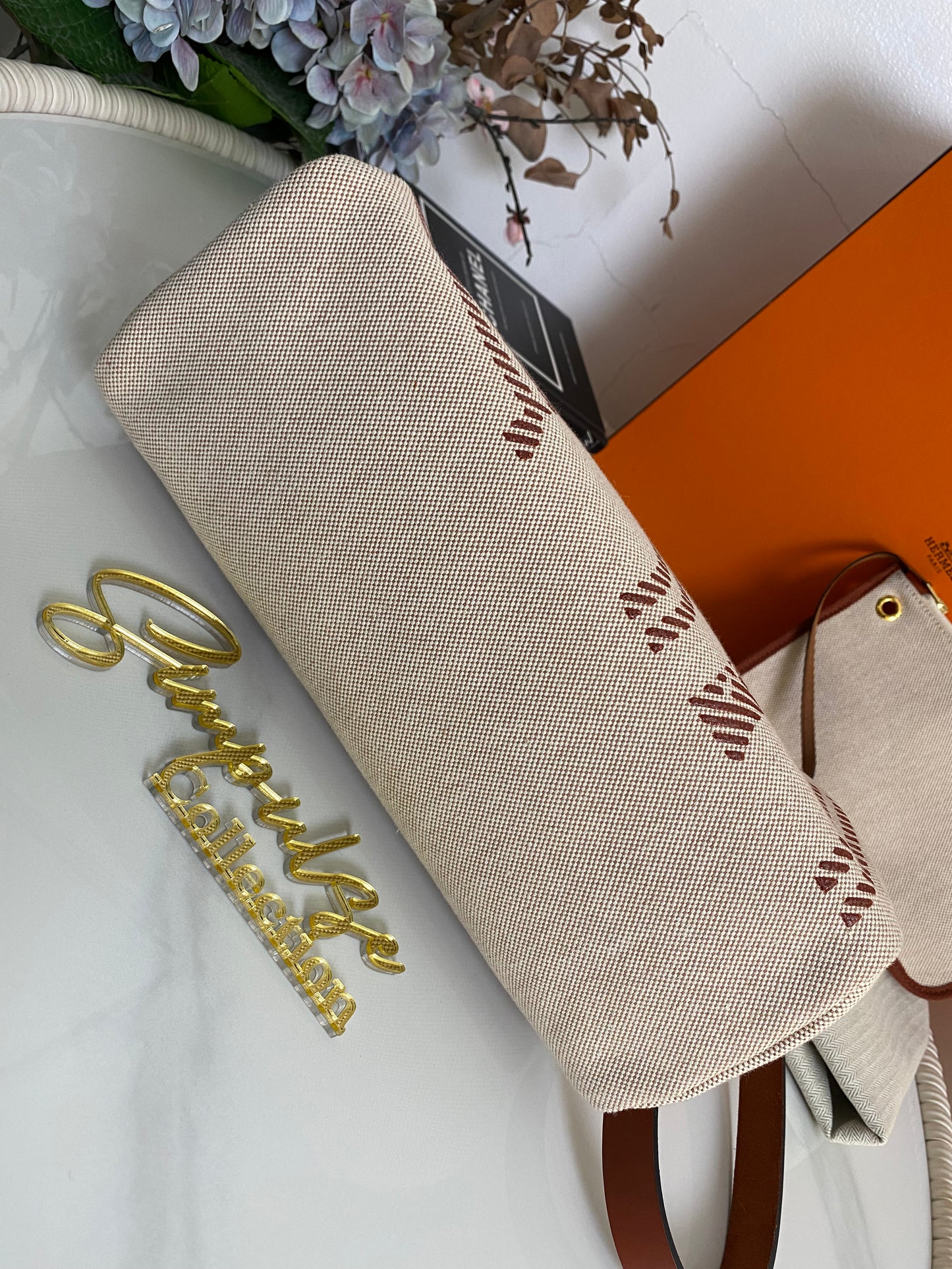Hermes Herbag Zip Retourne 31 Pm Cuivre Ecru Beige