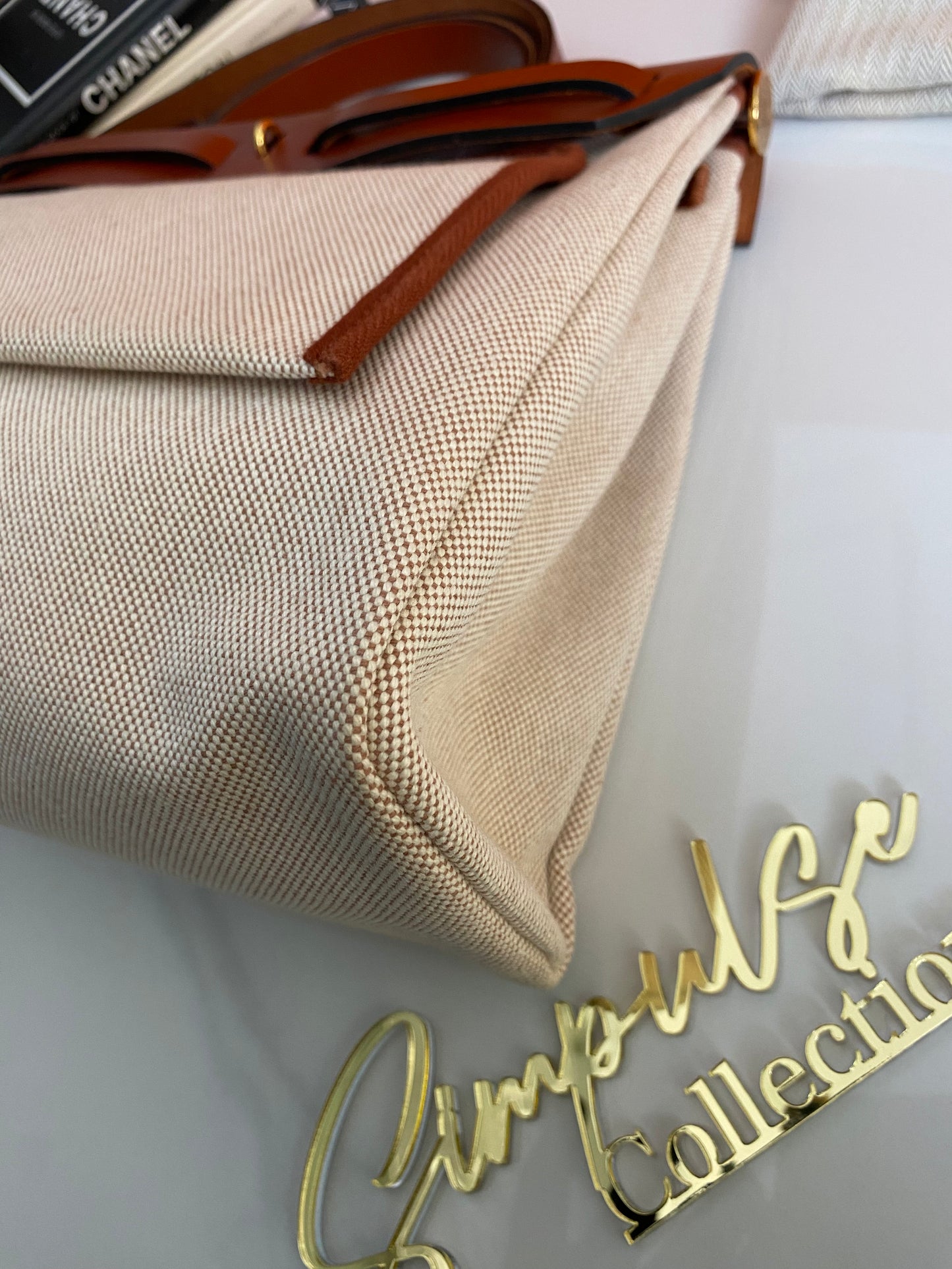 Hermes Herbag Zip Retourne 31 Pm Cuivre Ecru Beige