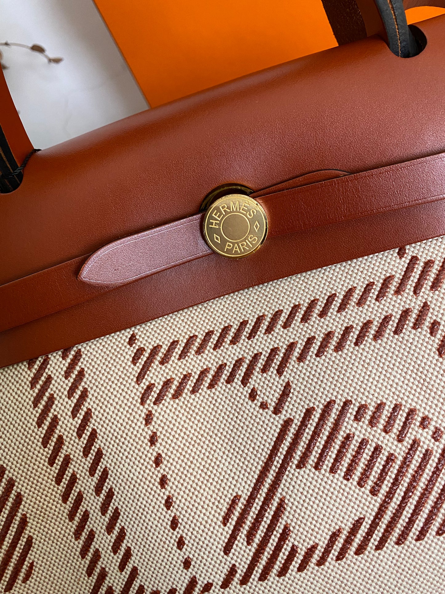 Hermes Herbag Zip Retourne 31 Pm Cuivre Ecru Beige