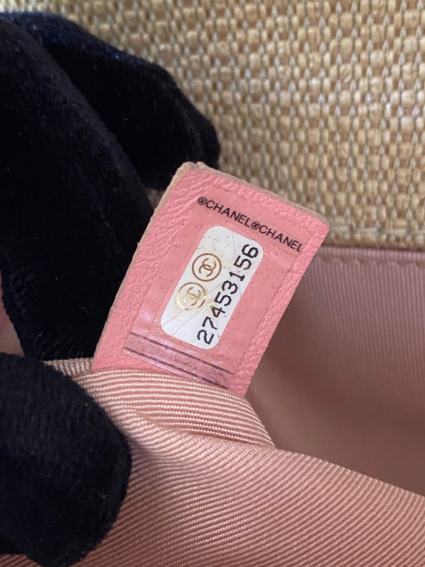 Chanel Leboy Old Medium Chevron Raffia & Leather in Beige/Pink w/ARGHW