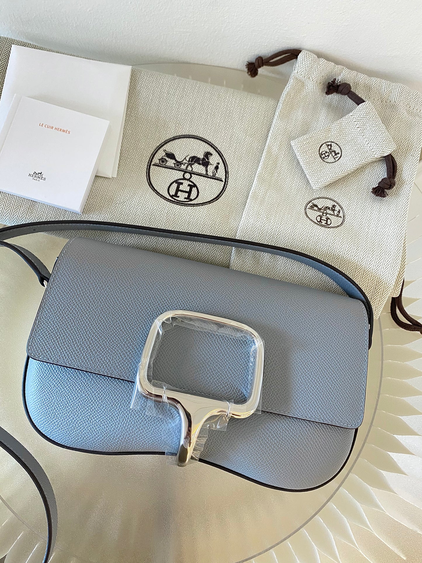 HERMES Della Cavalleria Elan Gris Pale Epsom PHW