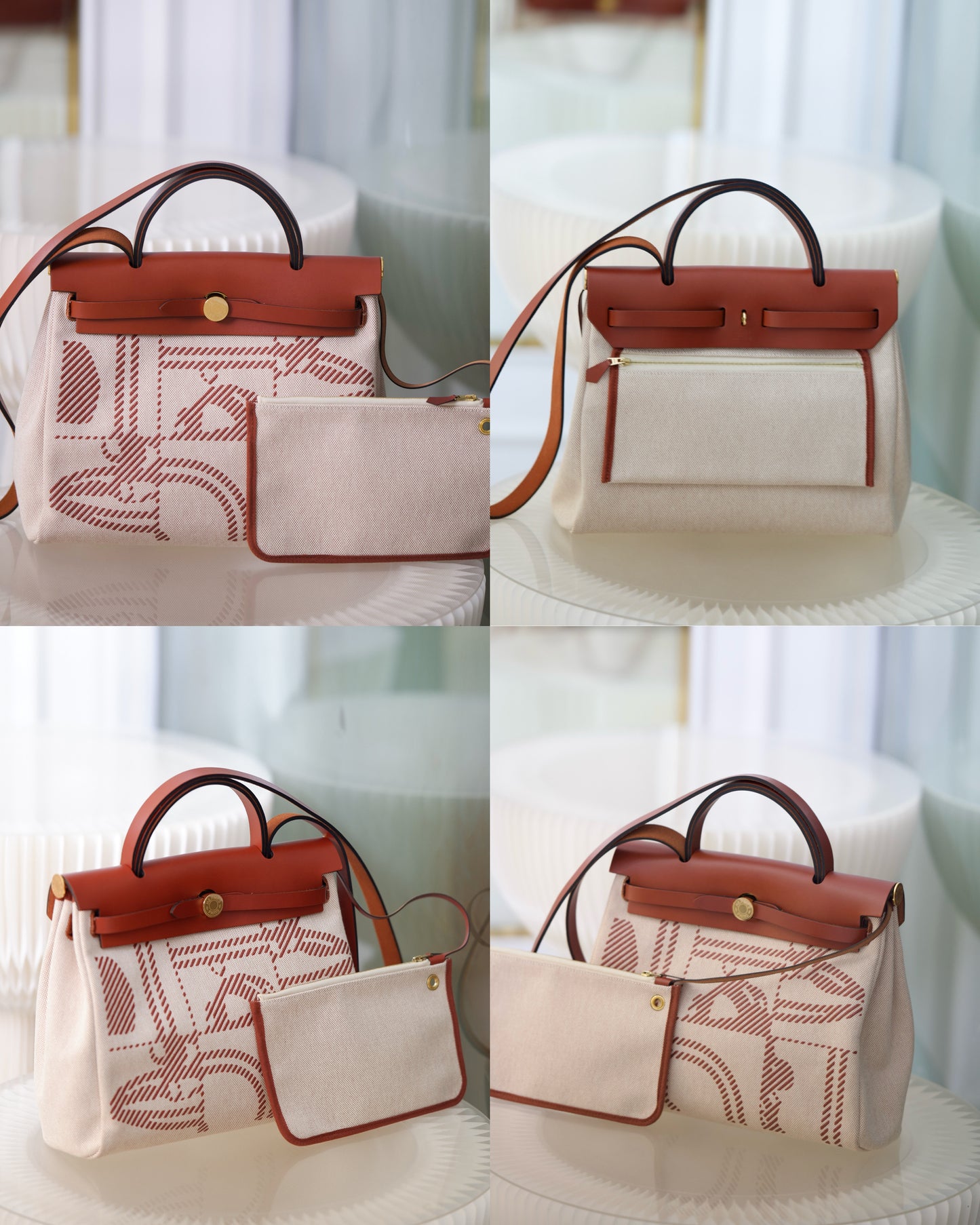 Hermes Herbag Zip Retourne 31 Pm Cuivre Ecru Beige