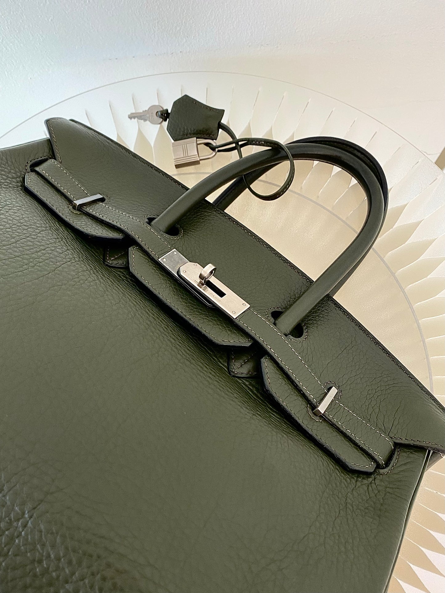 HERMES Birkin 35 Deep Olive Green PHW