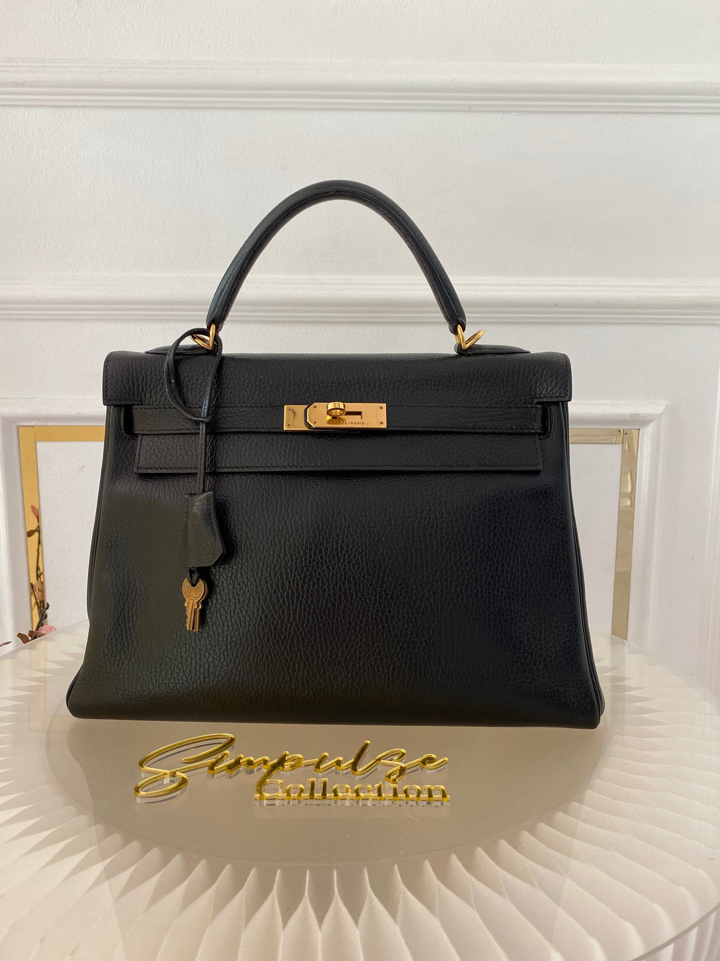 Hermes Kelly 32 Black GHW