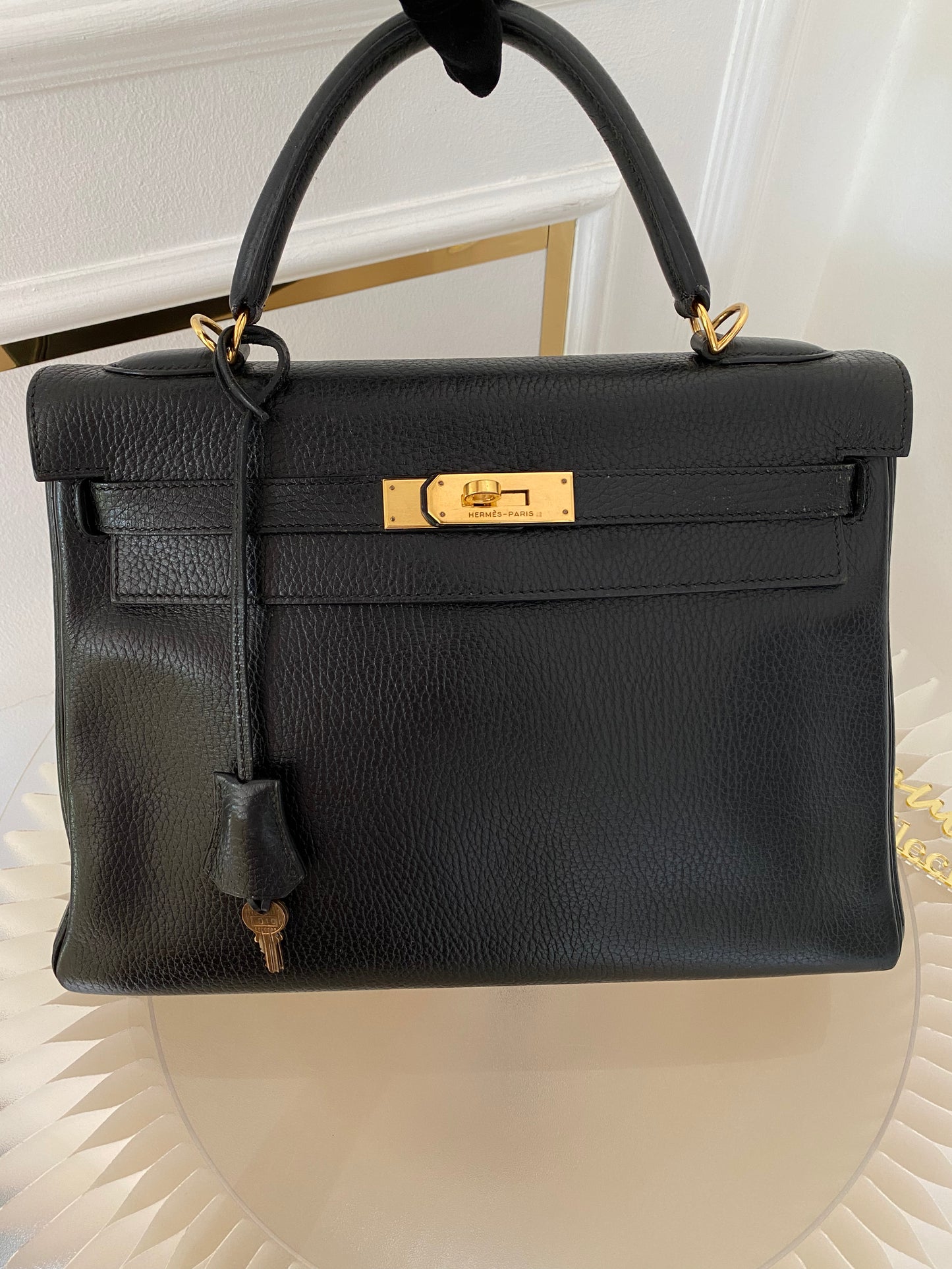 Hermes Kelly 32 Black GHW