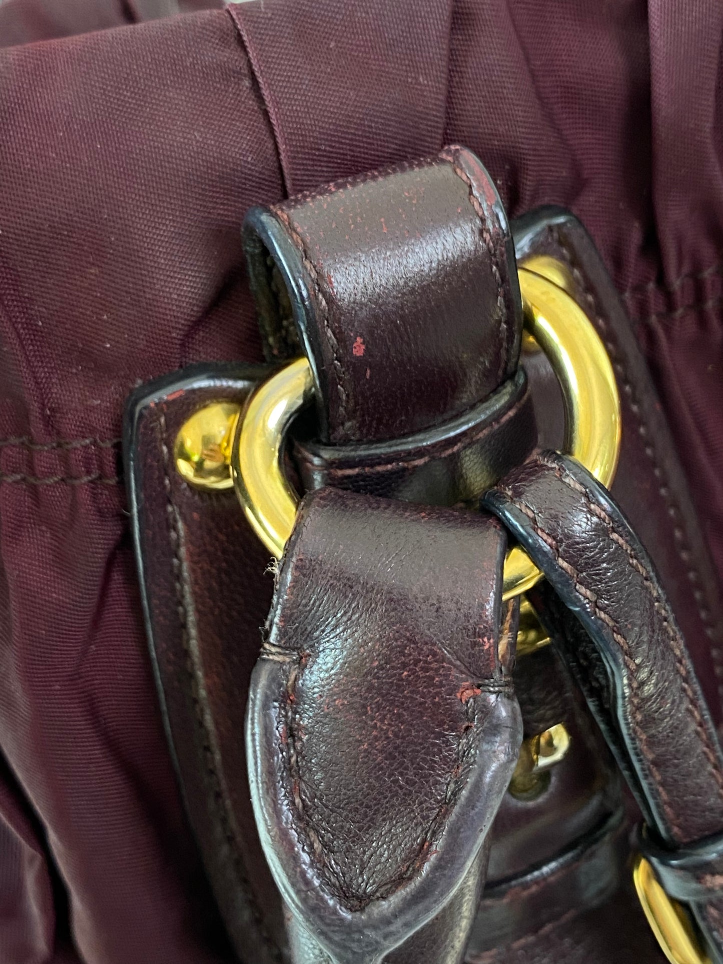 P Tessuto Nylon Gaufre Bordeaux Large Tote