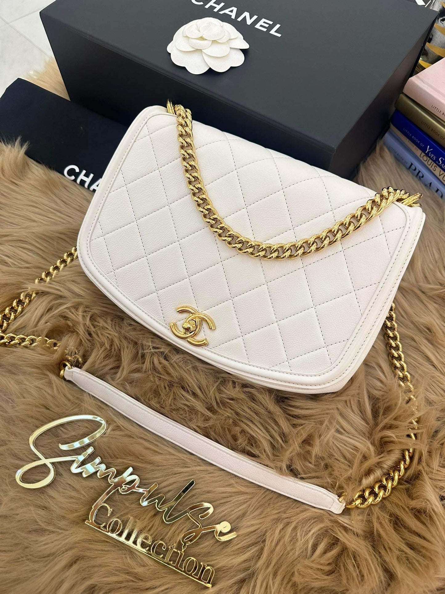 C Caviar Bag in White