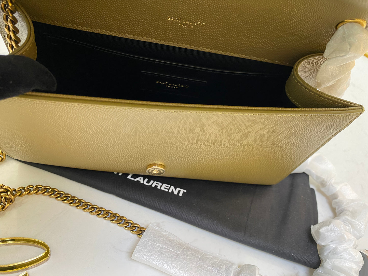 Yves Saint Laurent Kate Olive Green GHW Medium In Tanned Leather