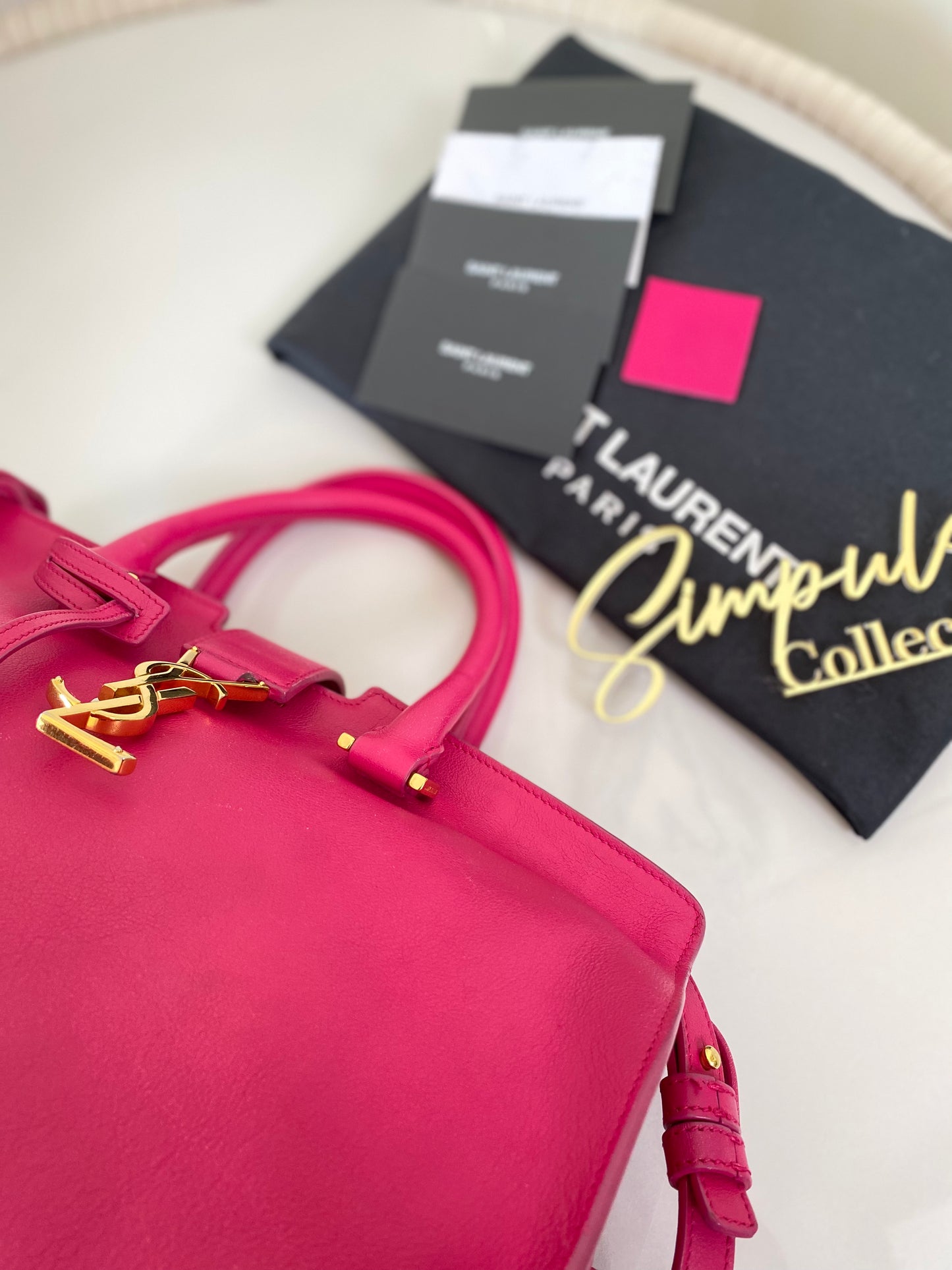 Yves Saint Laurent Cabas Fuchsia Pink Medium Calfskin
