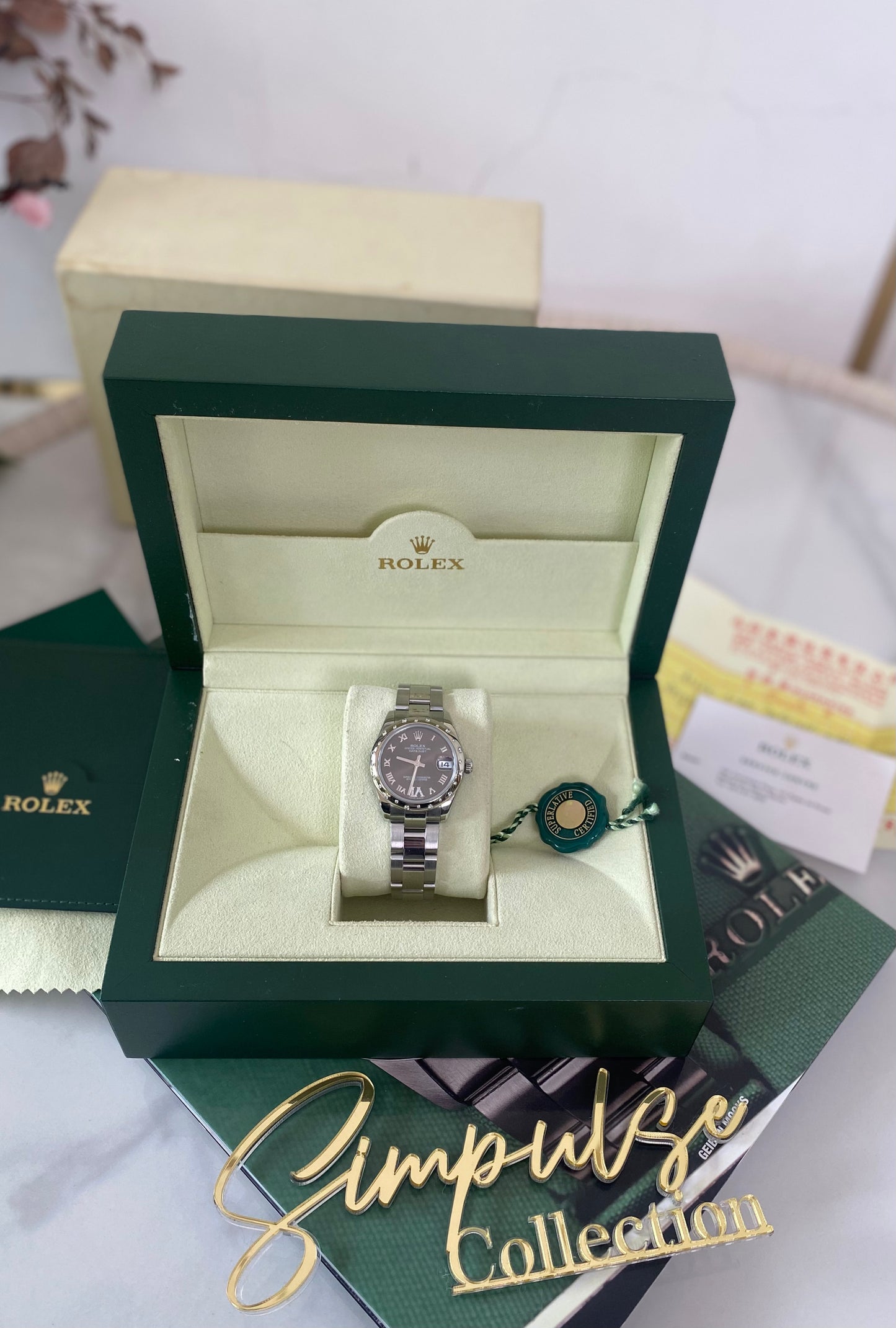 R OP Datejust Dome Diamond Dark Grey Dial w/ Dia on 6