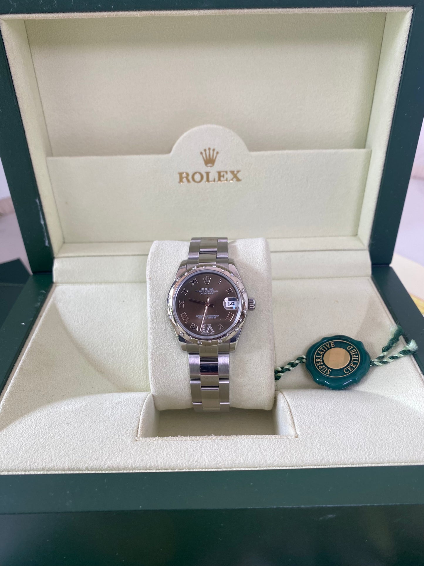 R OP Datejust Dome Diamond Dark Grey Dial w/ Dia on 6