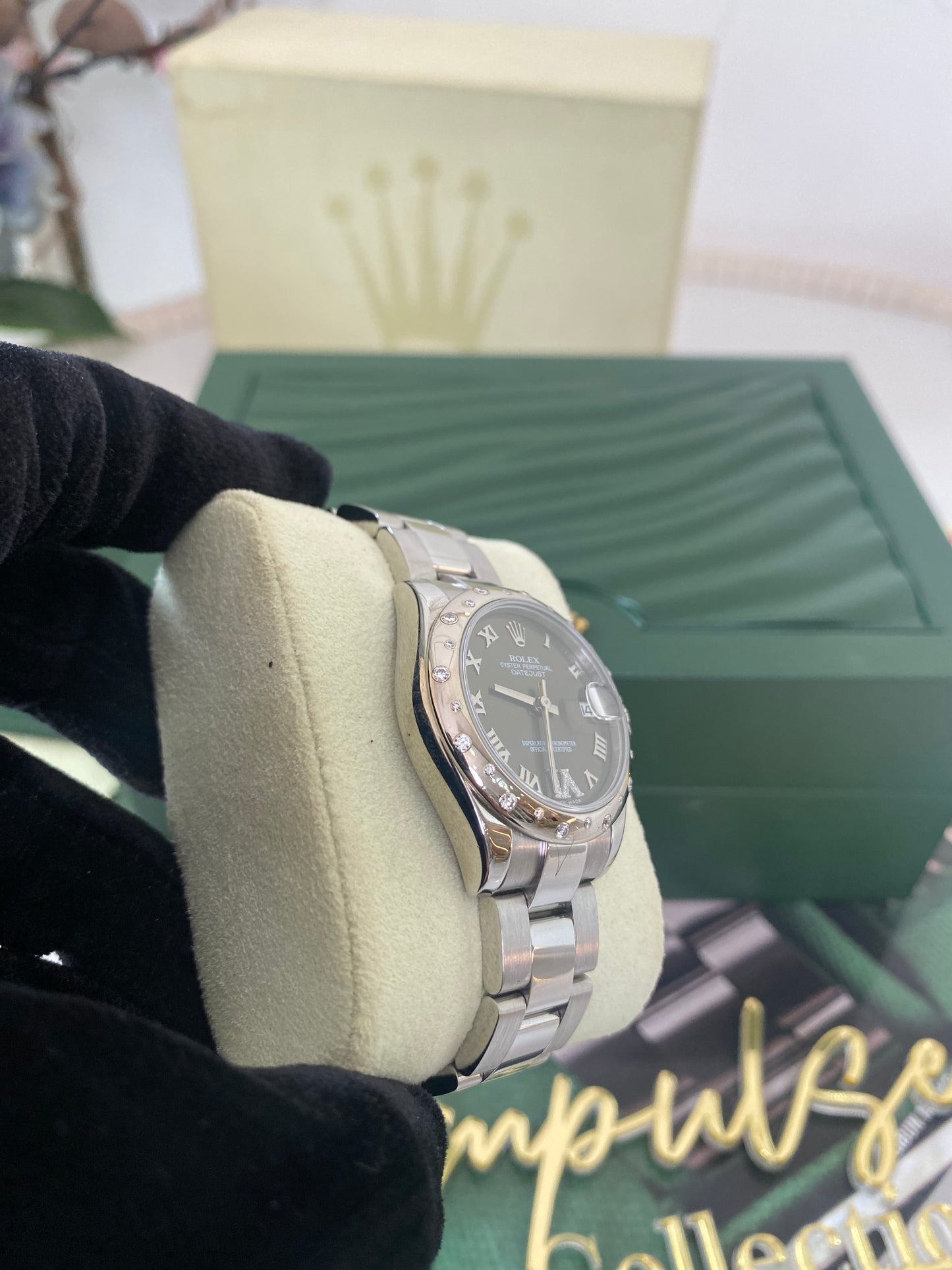 R OP Datejust Dome Diamond Dark Grey Dial w/ Dia on 6