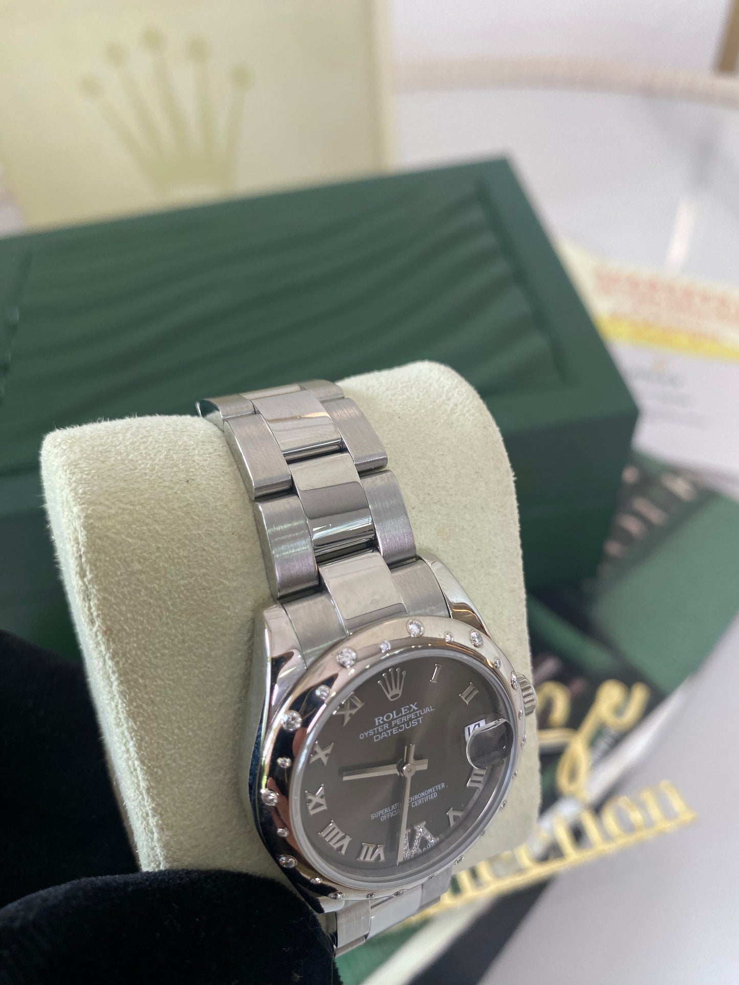 R OP Datejust Dome Diamond Dark Grey Dial w/ Dia on 6