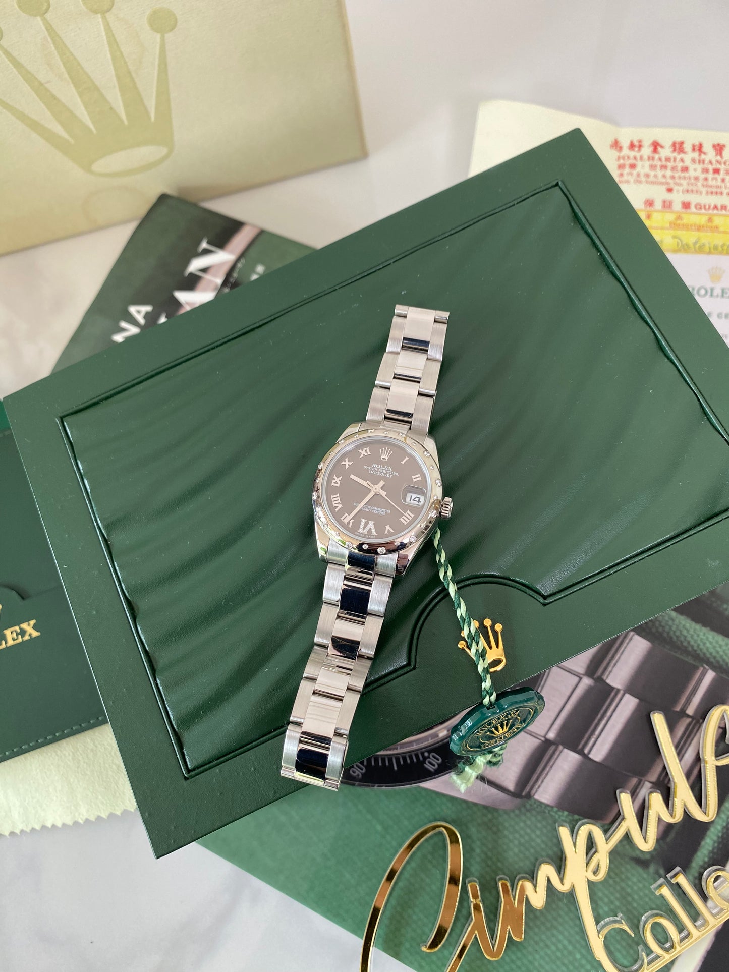 R OP Datejust Dome Diamond Dark Grey Dial w/ Dia on 6