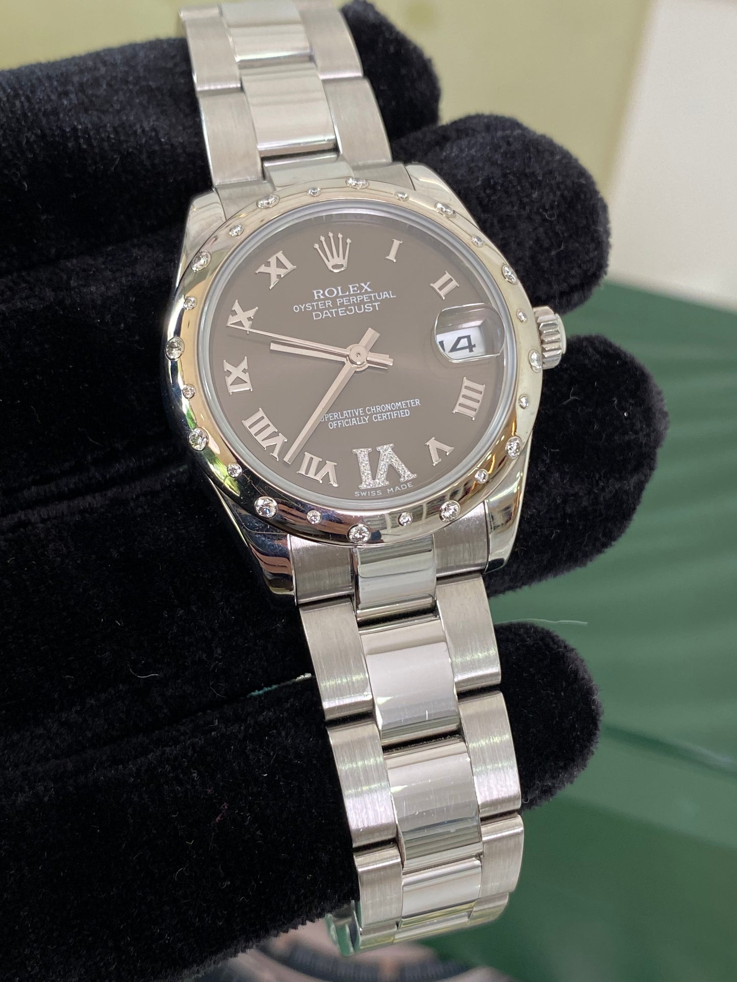 R OP Datejust Dome Diamond Dark Grey Dial w/ Dia on 6