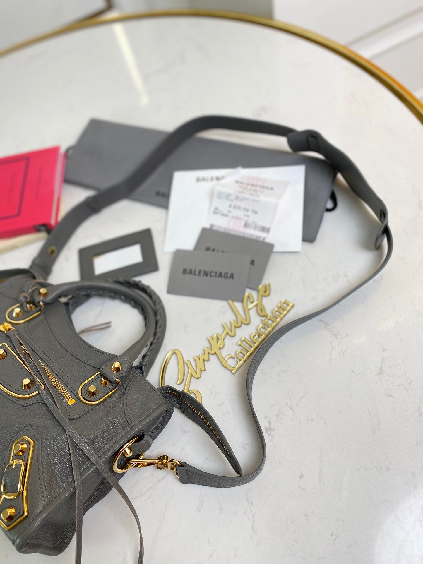 Balenciaga Mini Metallic Edge City Bag Grey