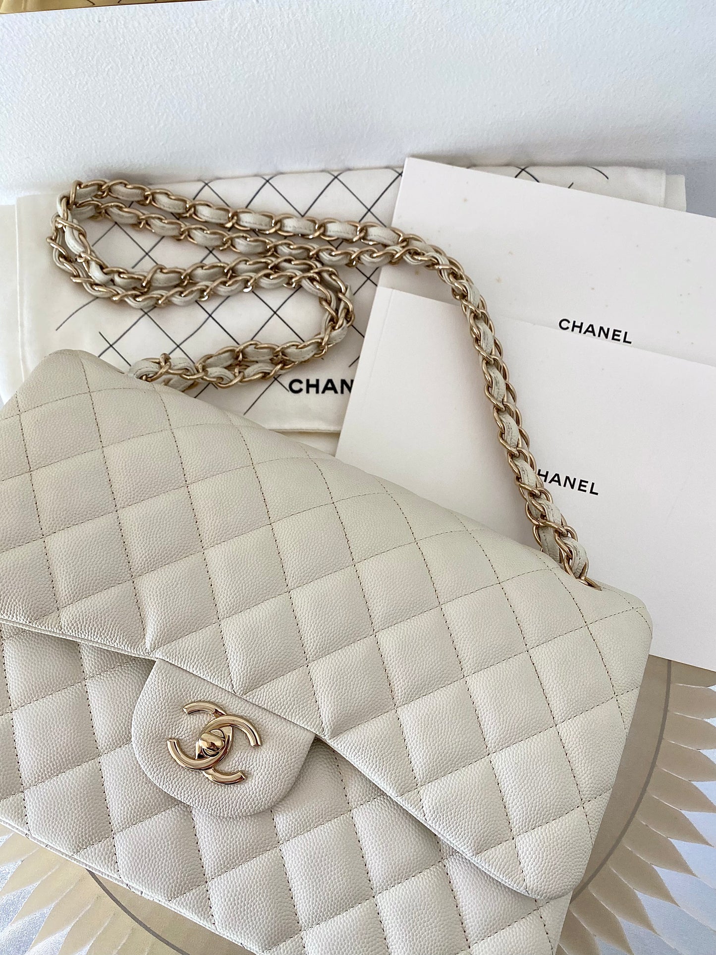 CHANEL Jumbo Double Flap Caviar LGHW