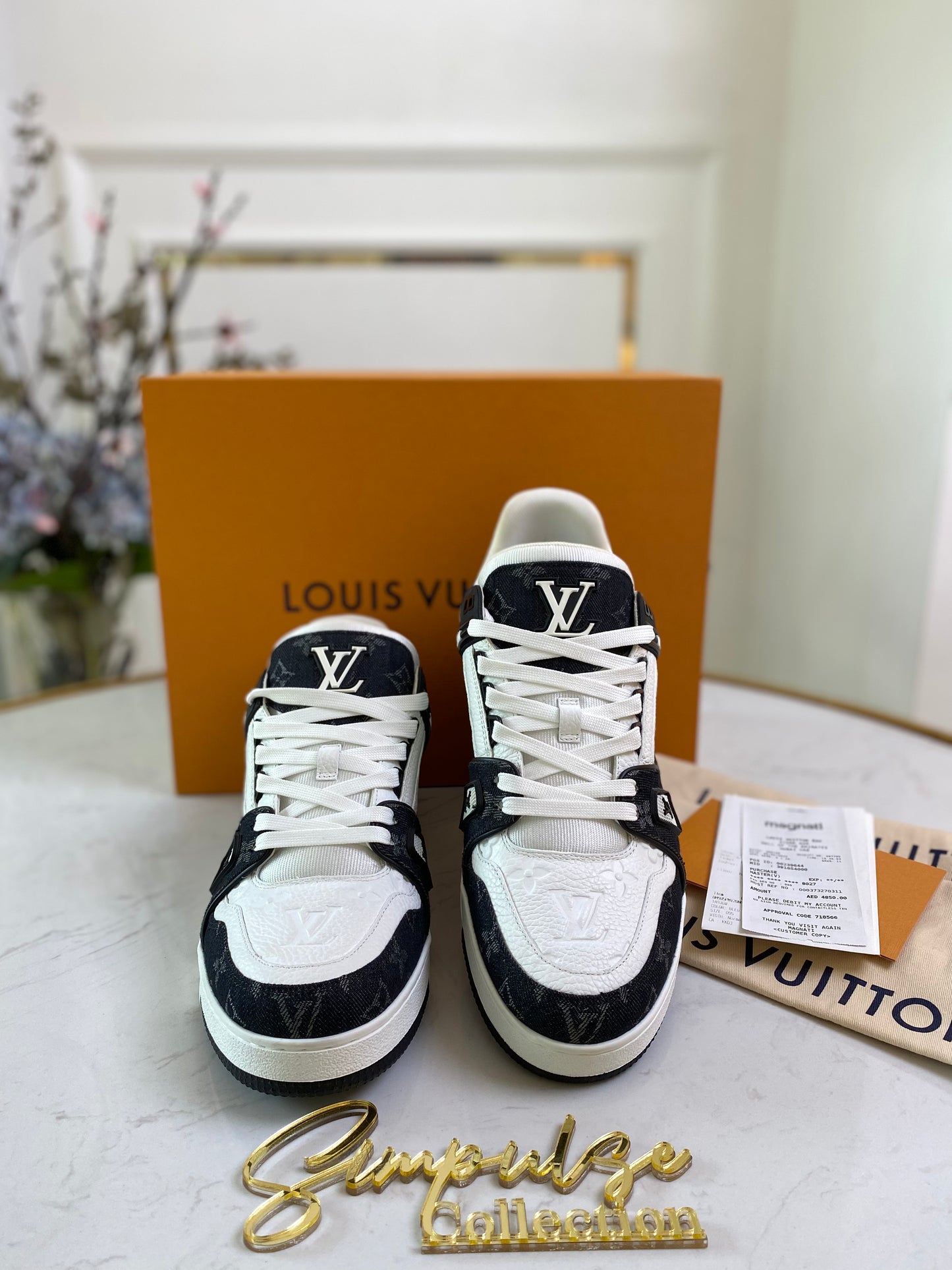 L V Trainer Black Sneakers