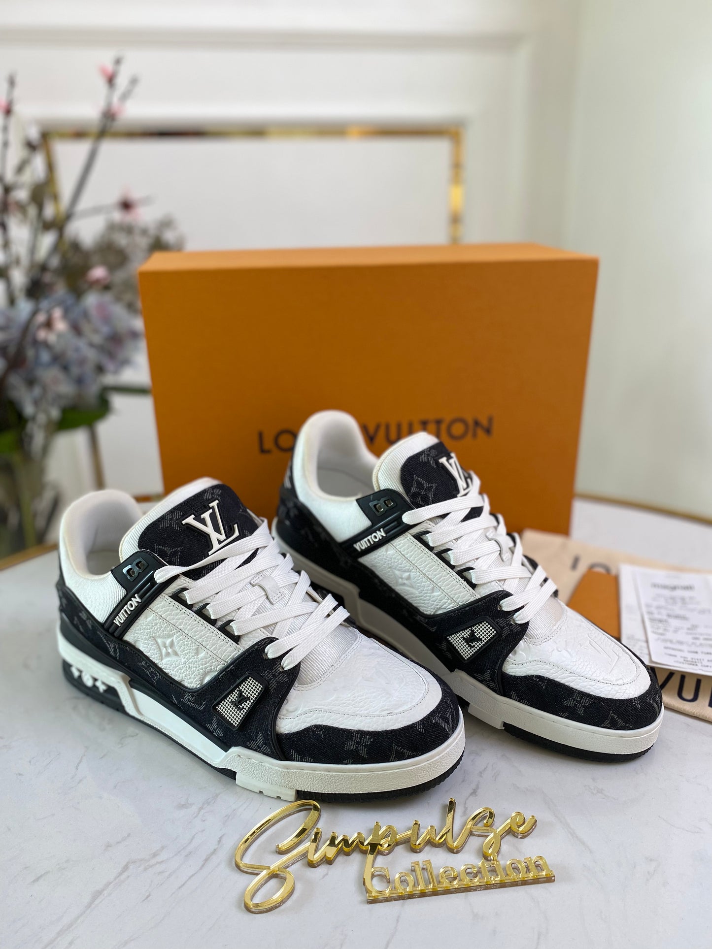 L V Trainer Black Sneakers