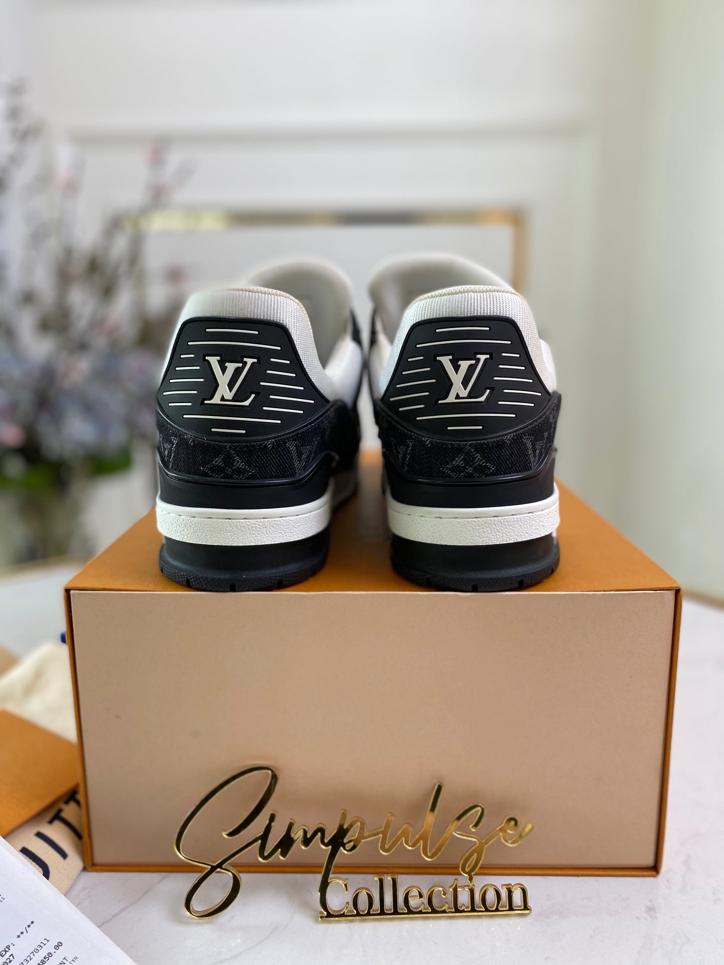L V Trainer Black Sneakers